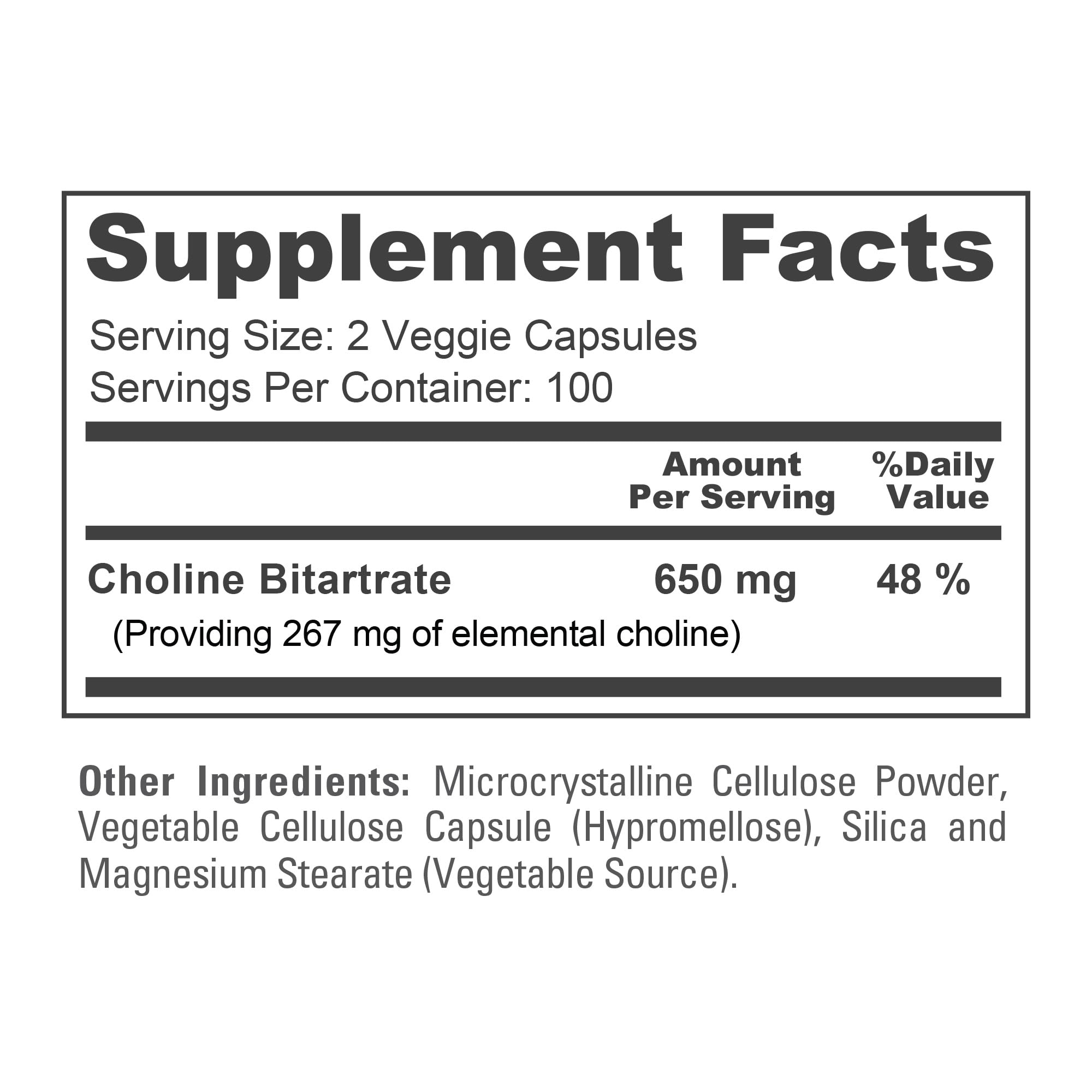 NusaPure Choline Bitartrate - Suitable for Vegetarian/Vegan, Non - GMO - 650 mg 200 Capsules NusaPure buy supplements canada