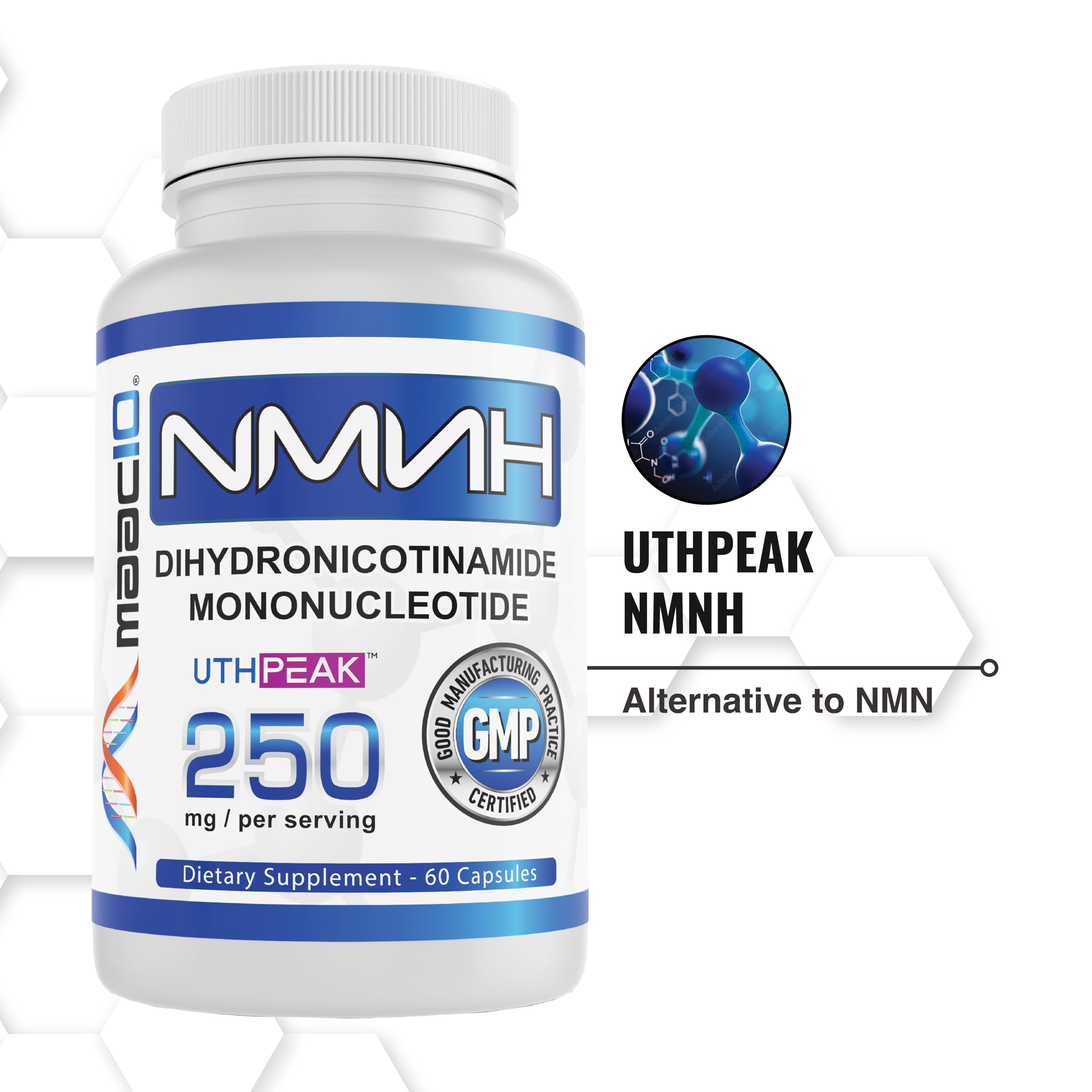 MAAC10 NMNH (NMN Supplement Alternative) 250mg Serving | Uthpeak™ NMNH (Dihydronicotinamide Mononucleotide) for Better Stability | 30-Day Supply. MAAC10 buy supplements canada