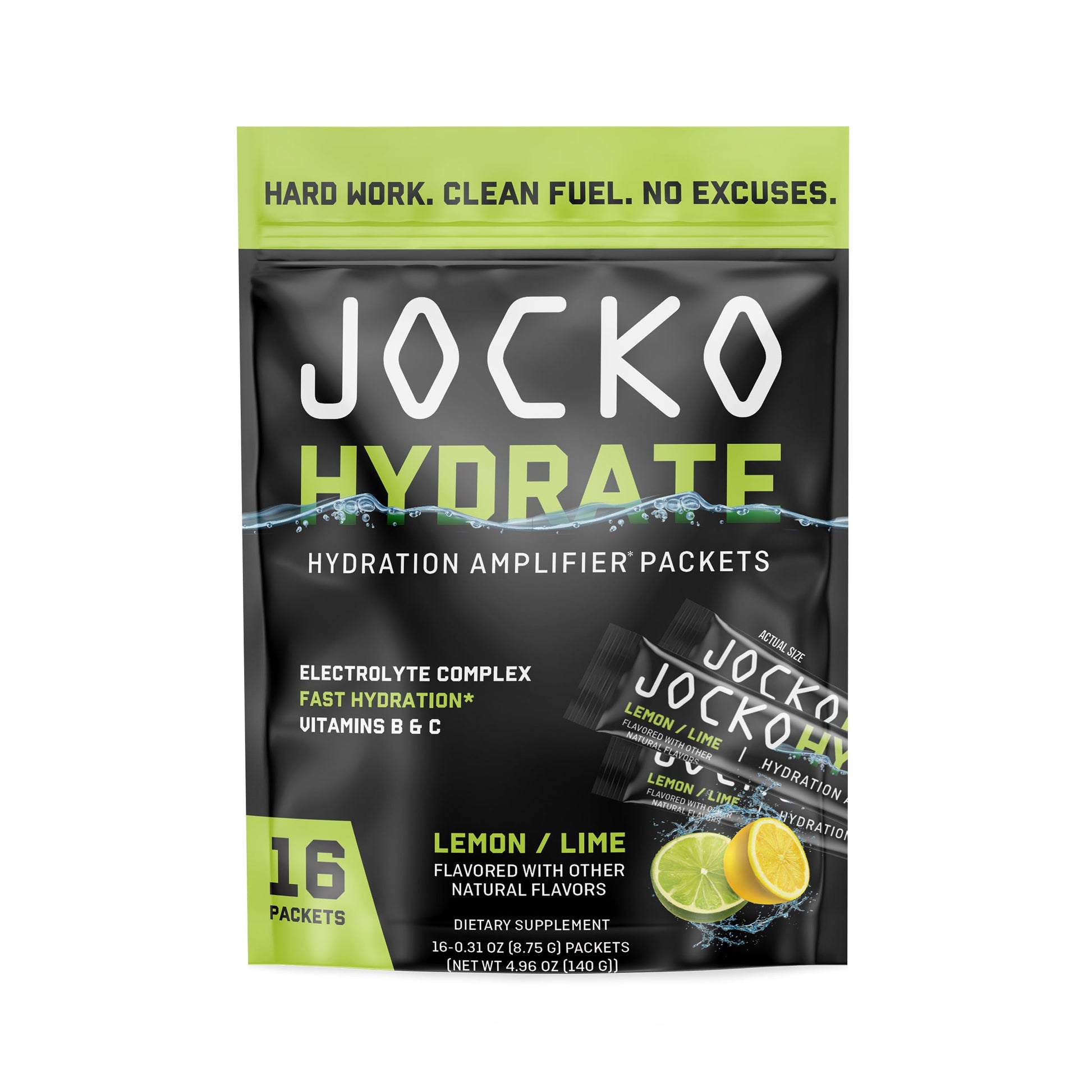 Jocko Fuel Packets Low Sugar - Hydration Amplifier Packets for Recovery, Dehydration, & Exercise - with Vitamins B6, B12 & C (16 Packets) Lemon Lime Jocko Fuel buy supplements canada