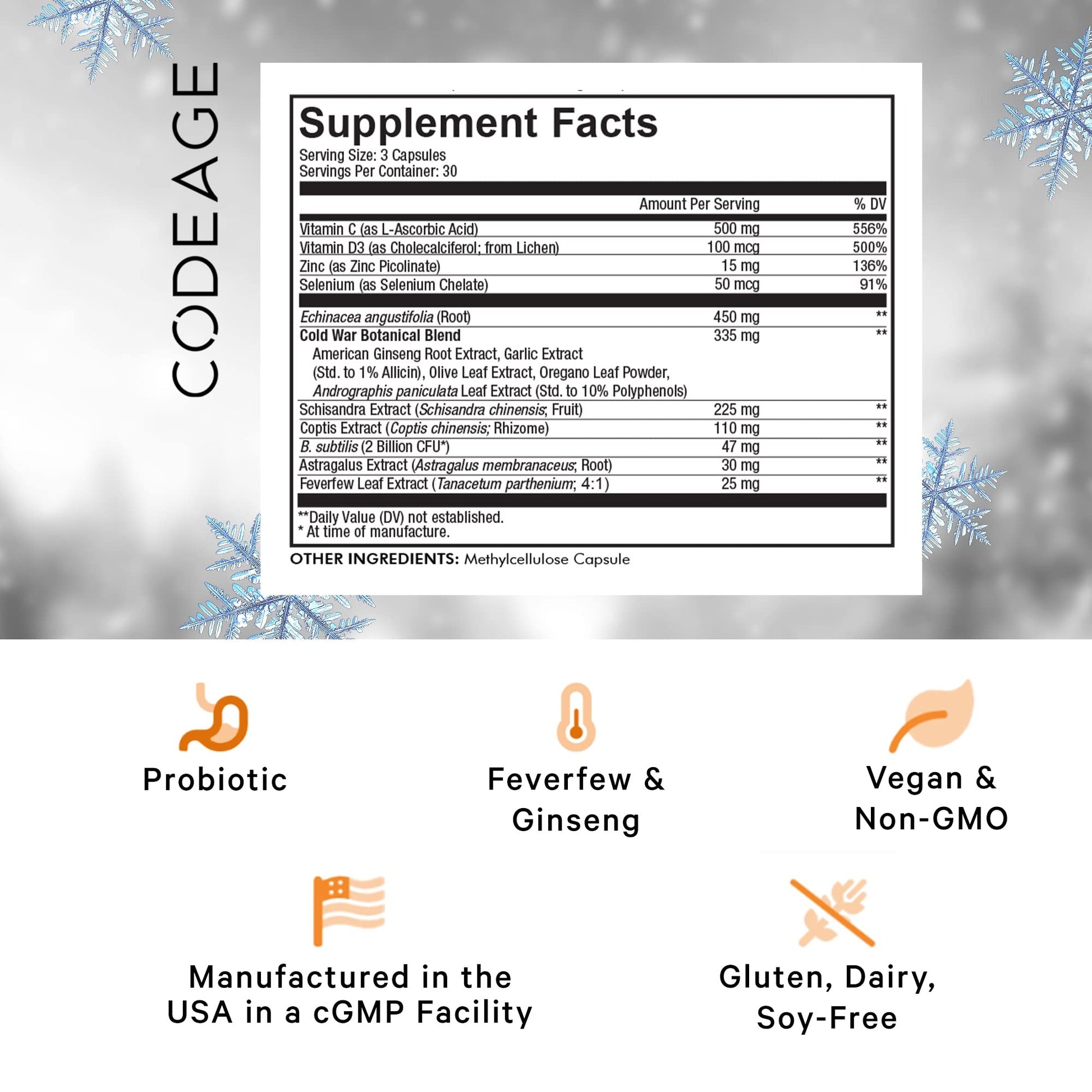 Codeage Clearhead Echinacea+ Supplement - Echinacea, Schisandra, Feverfew, Coptis, American Ginseng, Astragalus, Garlic, Probiotics, Vitamins C & D3, Zinc, Selenium - Clear Head Vitamin - 90 Capsules Codeage buy supplements canada