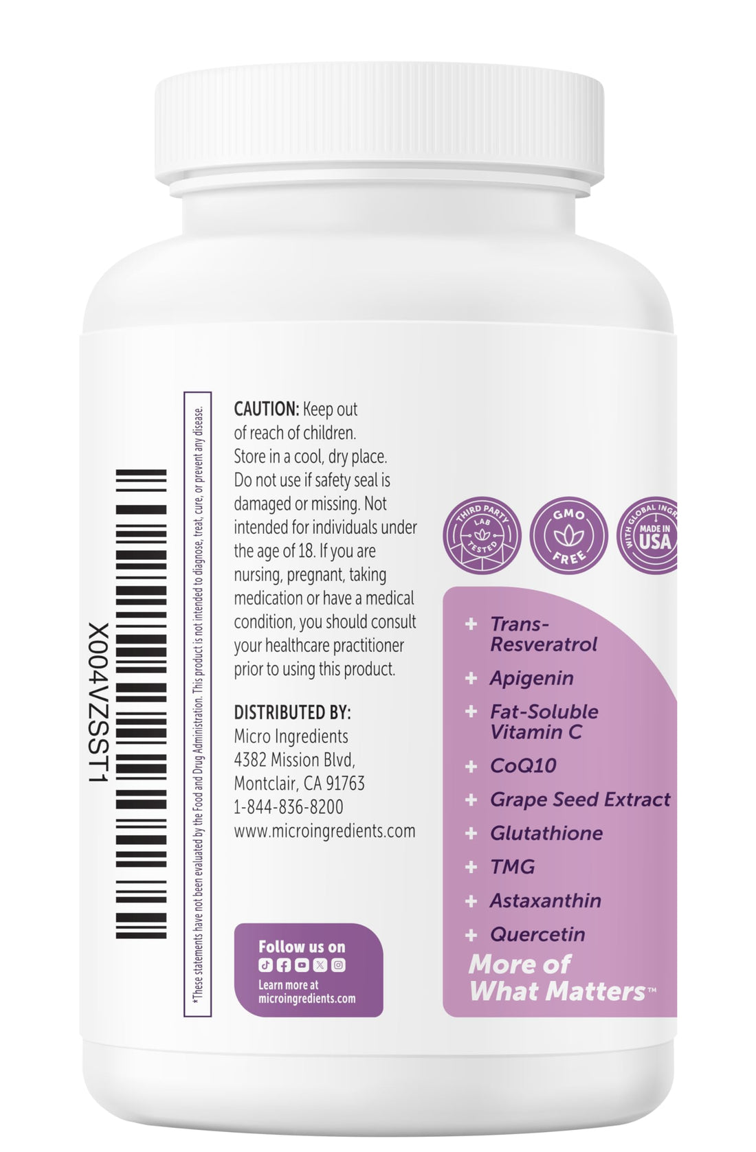 Micro Ingredients NMN Complex 1000mg Per Serving, 120 Veggie Capsules | 10-in-1 with Nicotinamide Mononucleotide, Resveratrol, CoQ10, Quercetin & Glutathione Micro Ingredients buy supplements canada