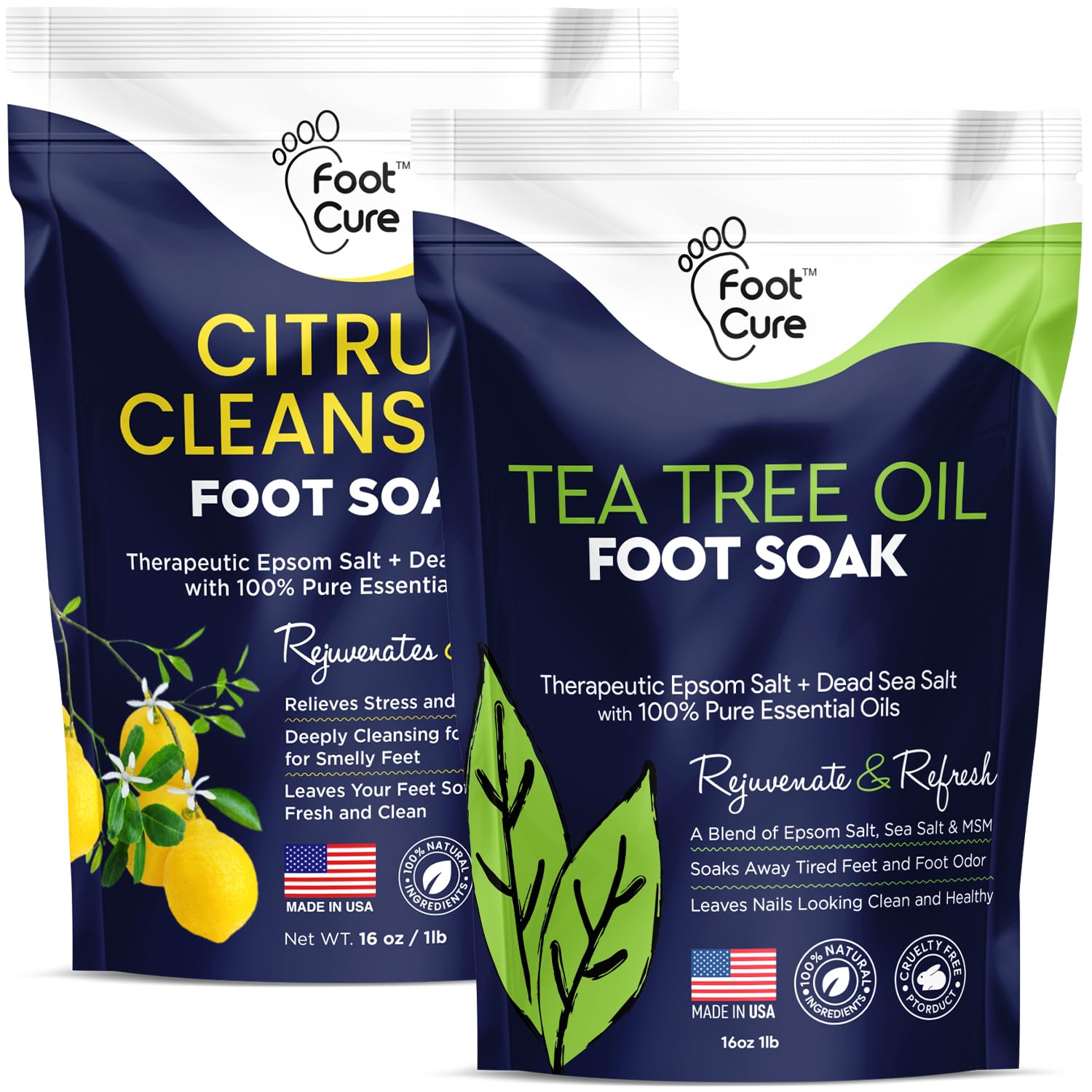 Tea Tree Oil & Citrus Detox Foot Soak with Epsom Salts - All Natural Salts for Post Workout FOOT CURE buy supplements canada