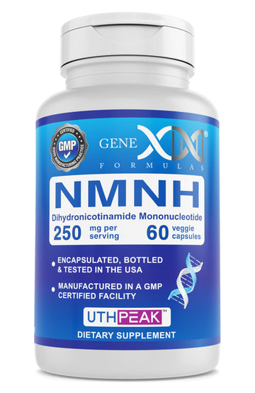 Genex Formulas 250mg NMNH (60 Capsules - 30 Servings) | Uthpeak™ NMNH (Dihydronicotinamide Mononucleotide) NAD+ Precursor for Healthy Aging - Non-GMO, Gluten-Free, Vegetarian Genex Formulas buy supplements canada