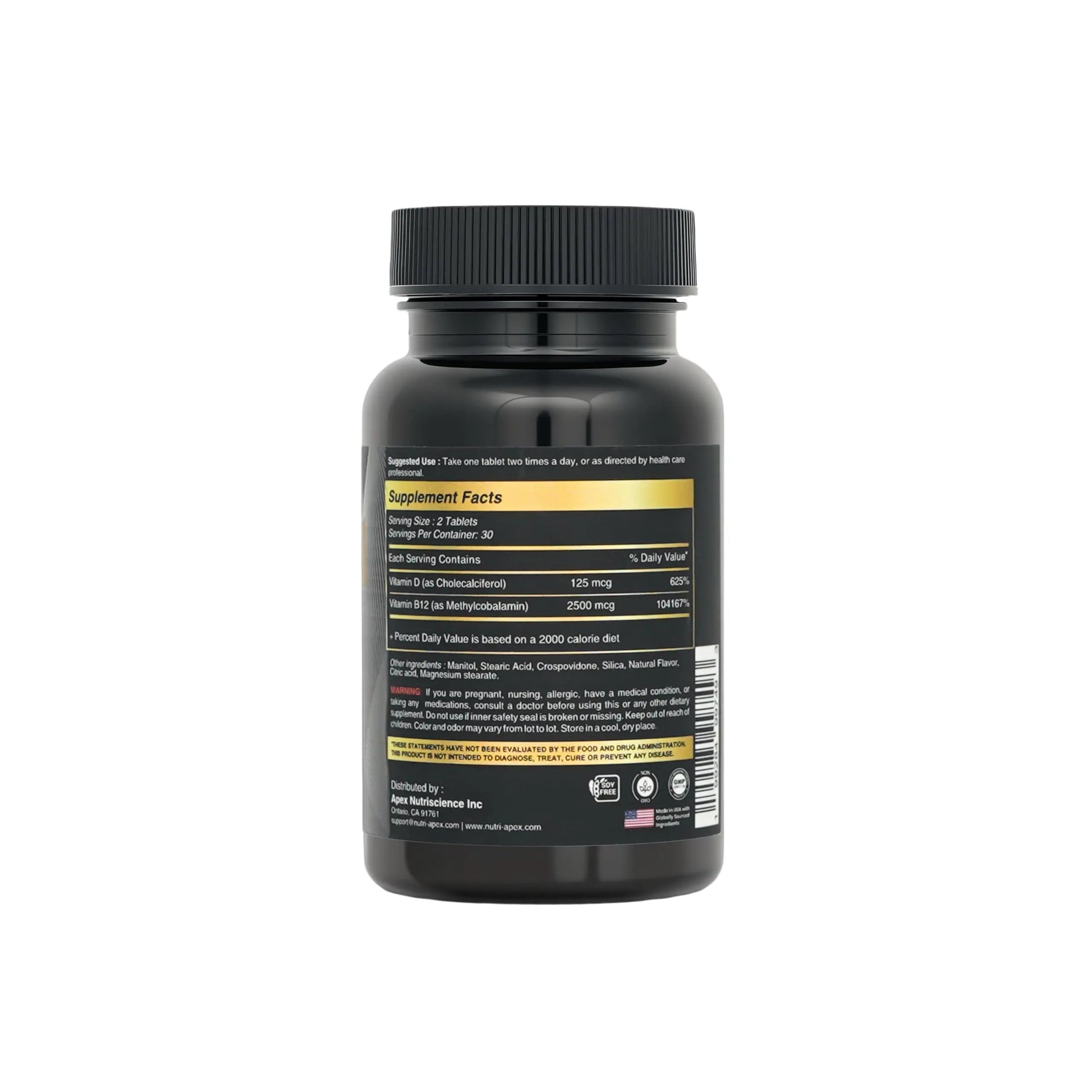 Nutri Apex Vitamin B12 & D3 Sublingual Tablets - 2500 mcg B12 & 125 mcg (5000 IU) D3 - Highly Bioavailable for Energy, Mood & Bone Health - Lab-Tested Nutri Apex buy supplements canada