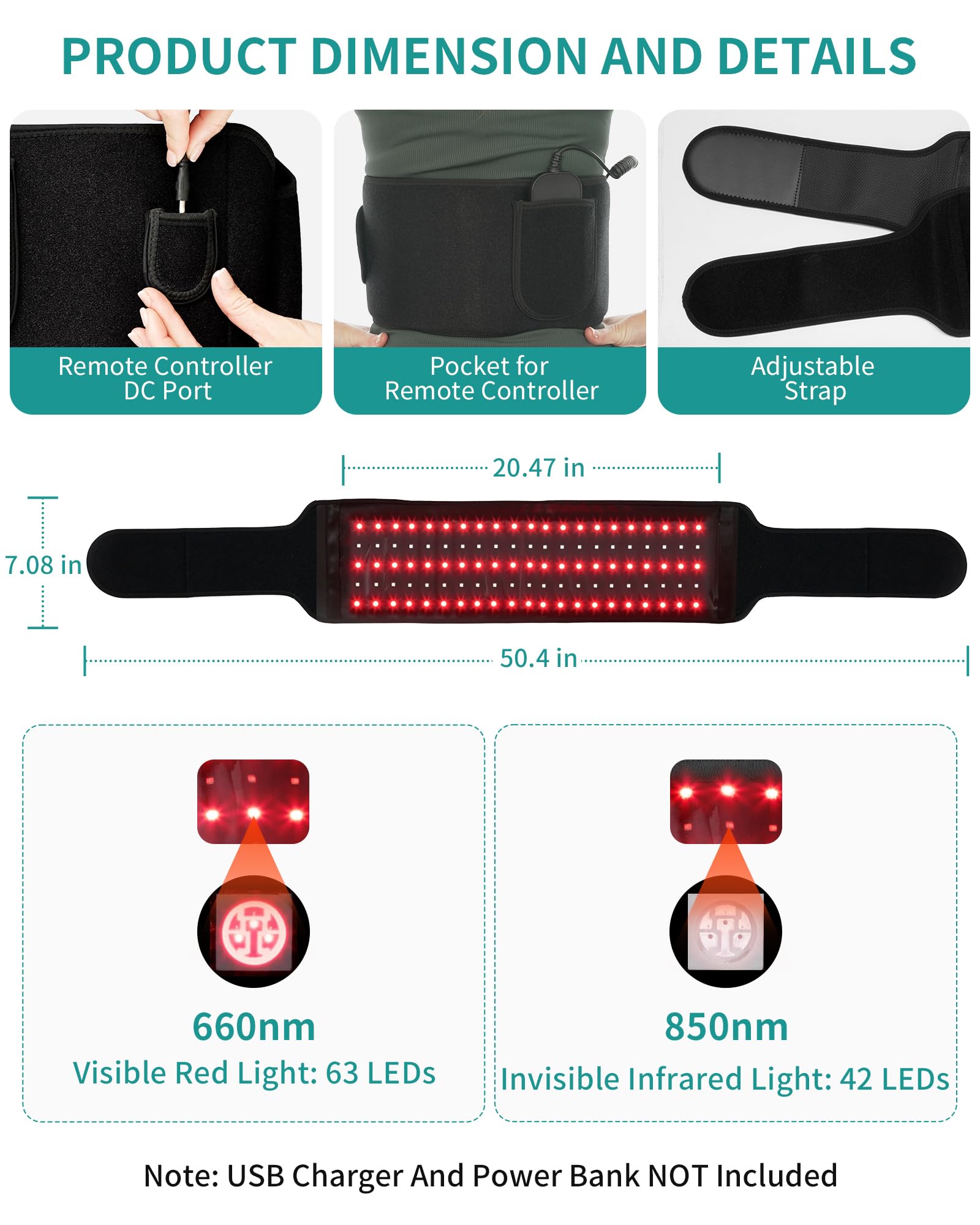 Nekteck Red Light Therapy Belt for Body, Wireless Near-Infrared Light Pad for Pain Relief, Inflammation Nekteck buy supplements canada