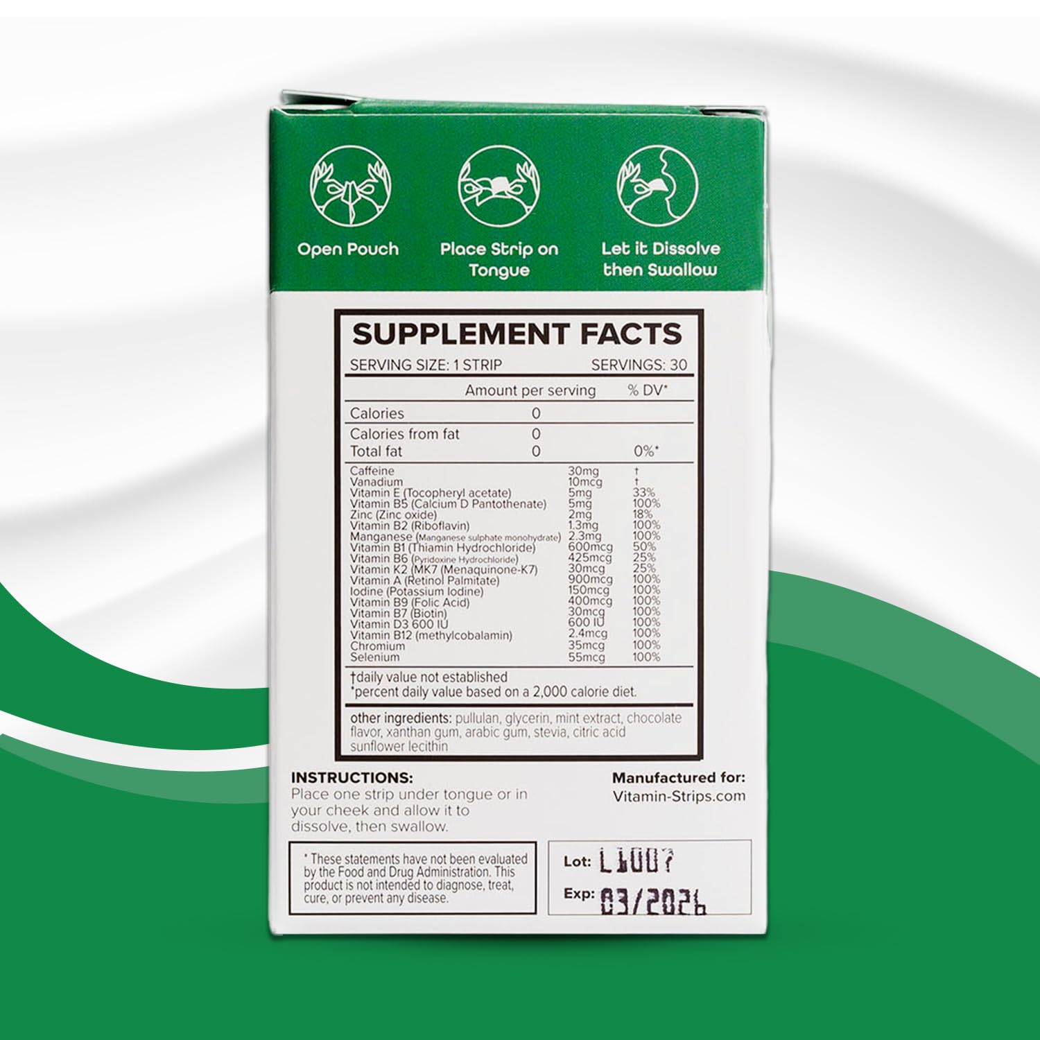 Peak Performance Energy Strips — Vegan, Gluten Free, Soy Free & Sugar-Free Breath Strips w/Caffeine, 18 Vitamins & Minerals — Instant Energy Boost Chocolate Mint Dietary Supplement — 30 Oral Strips Vitamin-Strips buy supplements canada