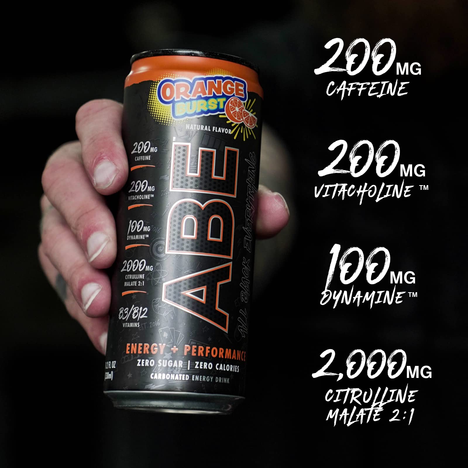 ABE Energy + Performance Sugar Free Energy Drink - All Black Everything Drink With Caffeine ABE all black everything buy supplements canada