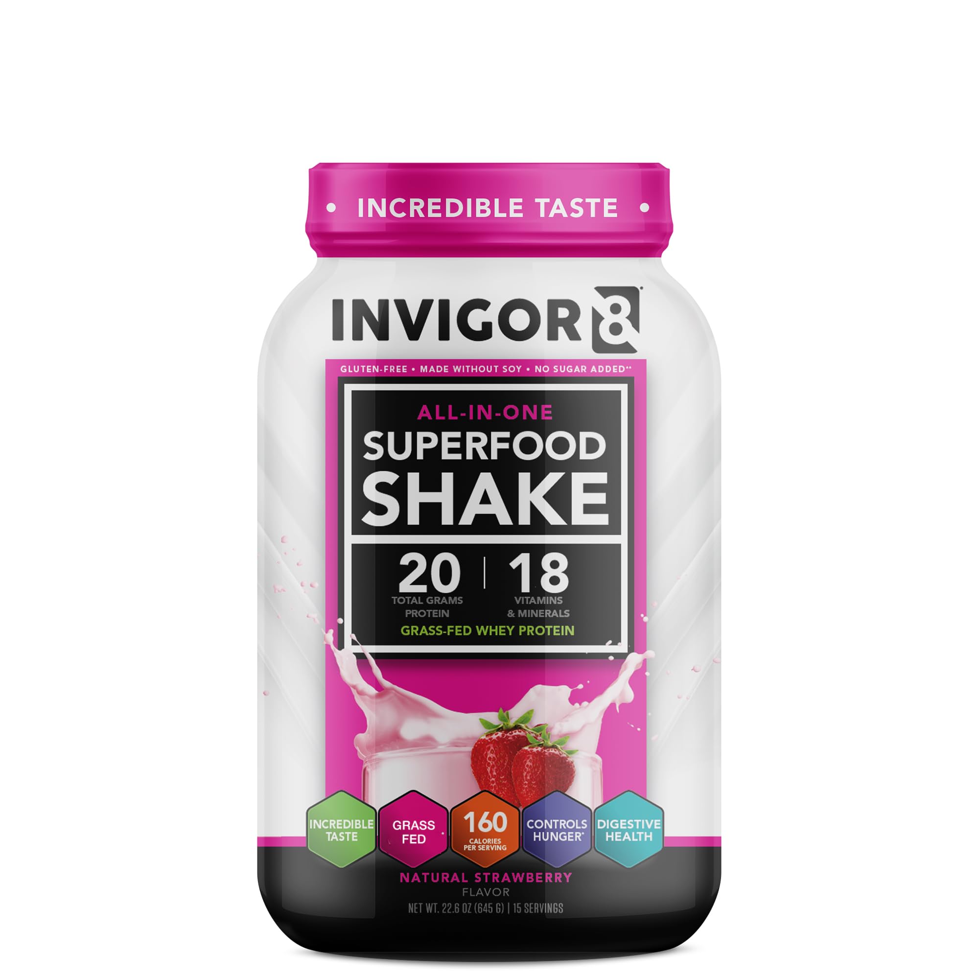 INVIGOR8 Superfood Grass Fed Whey Protein Isolate Shake Natural Strawberry Gluten-Free INVIGOR8 buy supplements canada