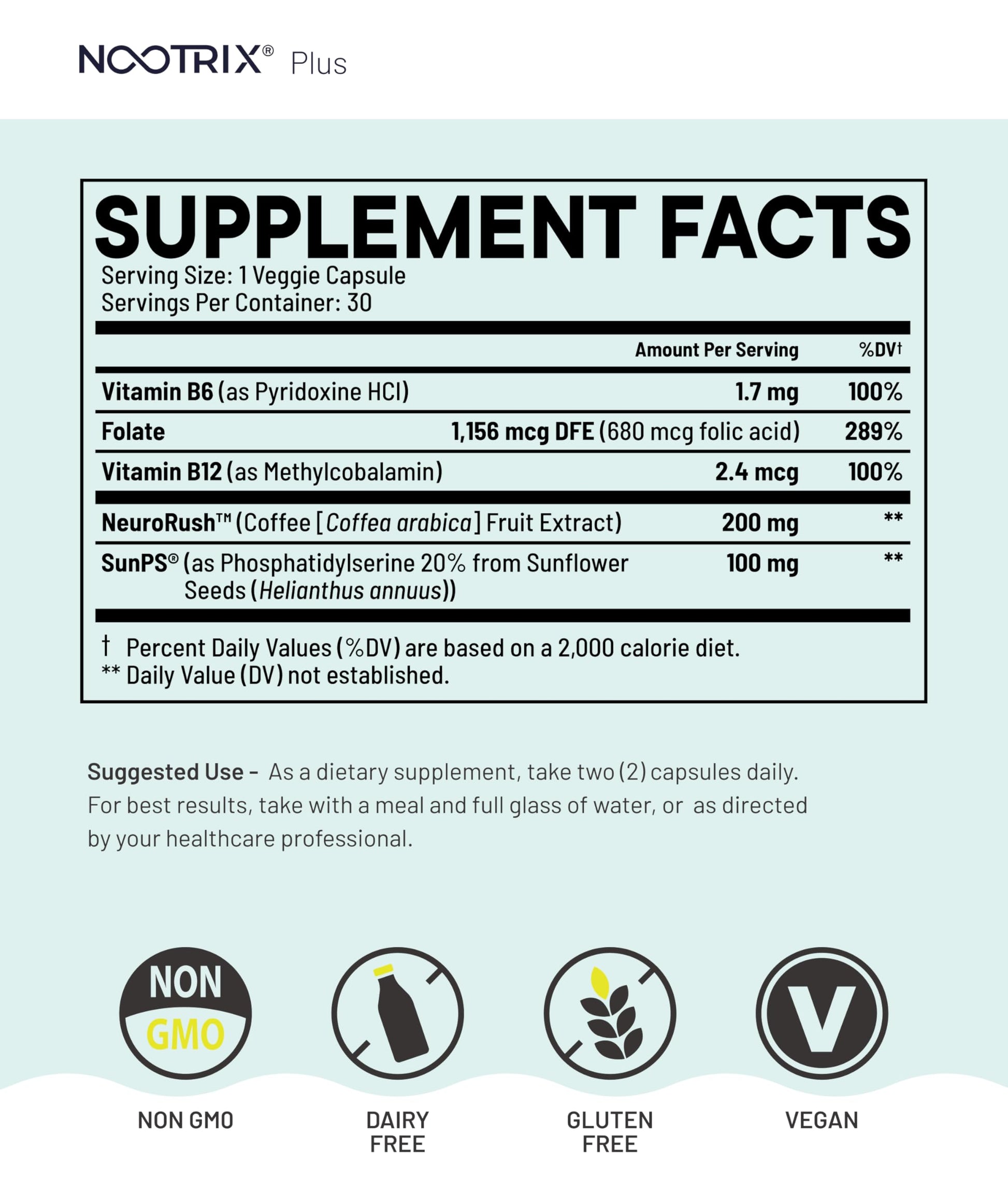 Nootrix Brain Plus Nootropic Supplement | Supports Memory, Mental Focus, Cognitive Health & Energy | Promotes Healthy Mood & Brain Function | Vitamin B1, Vitamin B6 & Vitamin B12 | 30 Capsules Nootrix buy supplements canada