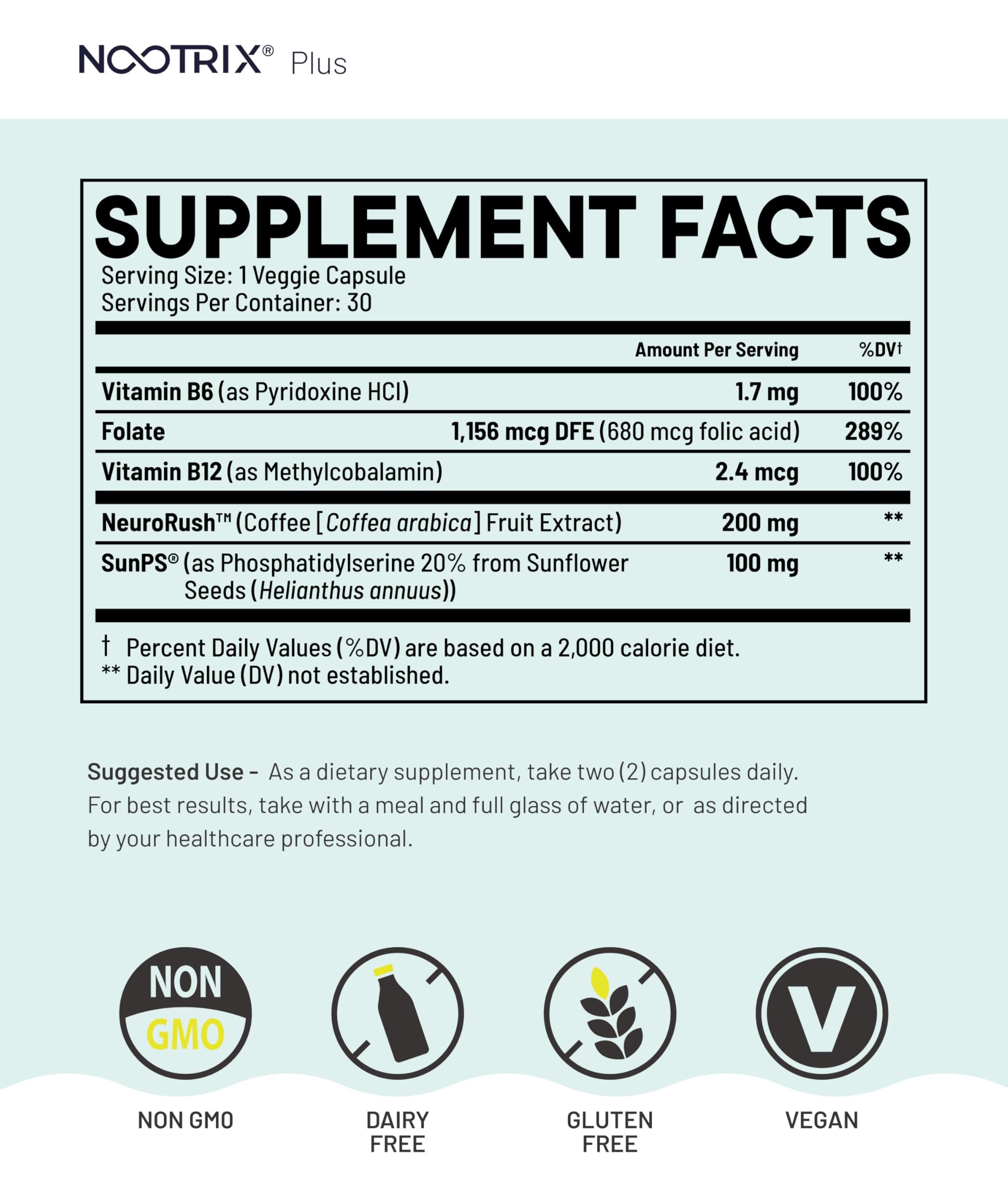 Nootrix Brain Plus Nootropic Supplement | Supports Memory, Mental Focus, Cognitive Health & Energy | Promotes Healthy Mood & Brain Function | Vitamin B1, Vitamin B6 & Vitamin B12 | 30 Capsules Nootrix buy supplements canada