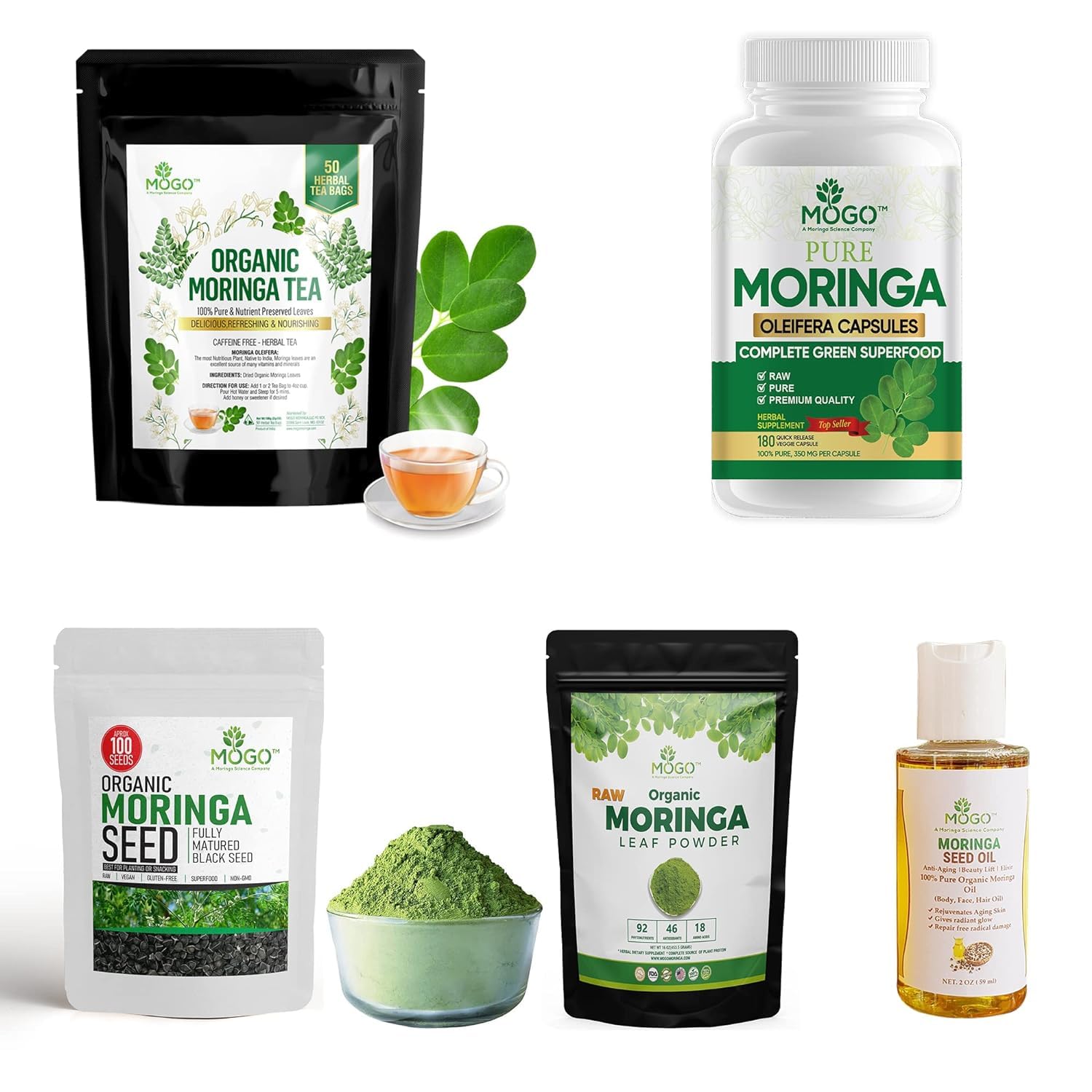 MOGO Moringa Capsules -180 Ct| Boost Energy, Immune, Gut, Joint Support | Made with Pure Organic Moringa Powder Organic Capsules | Made in USA MOGO buy supplements canada