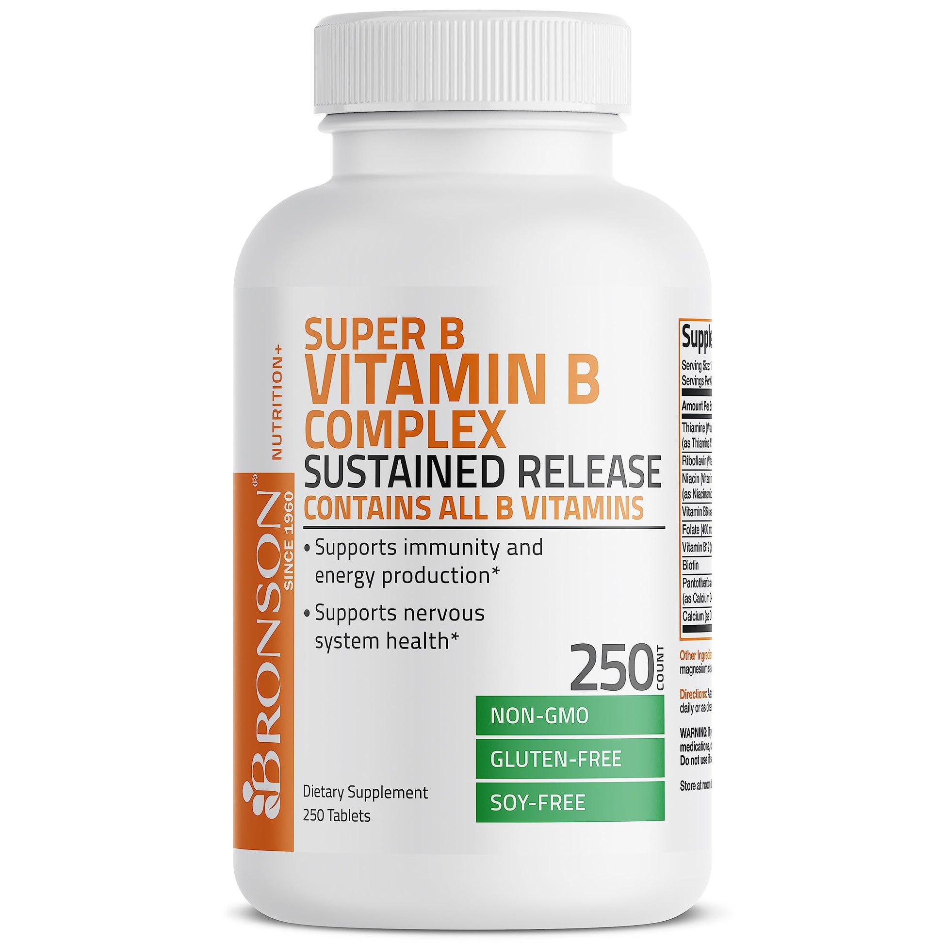 Bronson Super B Vitamin B Complex Sustained Slow Release Vitamin B1, B2, B3, B6, B9 Bronson buy supplements canada