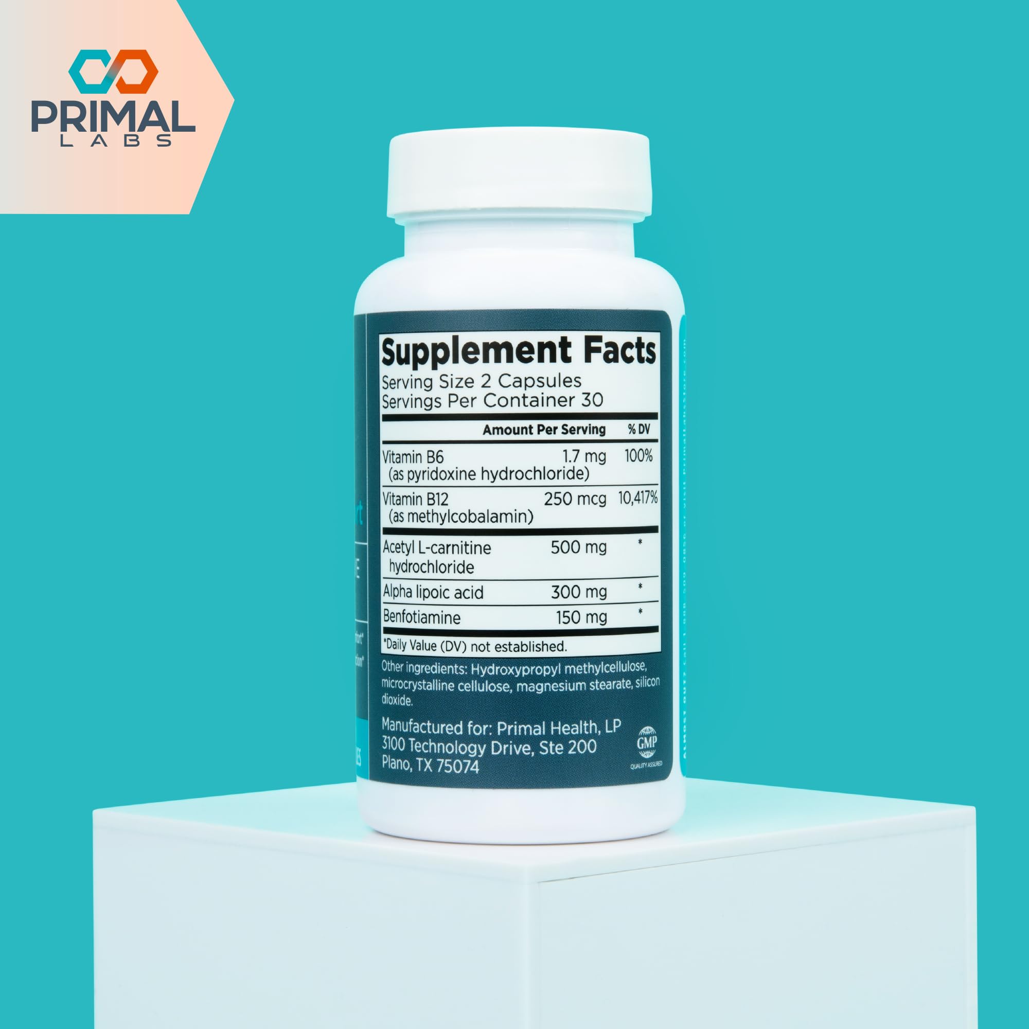Primal Labs Nerve Support Capsules - Supports Nerve Health, Sensory Function & Comfort - Benfotiamine, Alpha Lipoic Acid, Acetyl L-Carnitine, Vitamins B6 B12-60 Count Primal Labs buy supplements canada