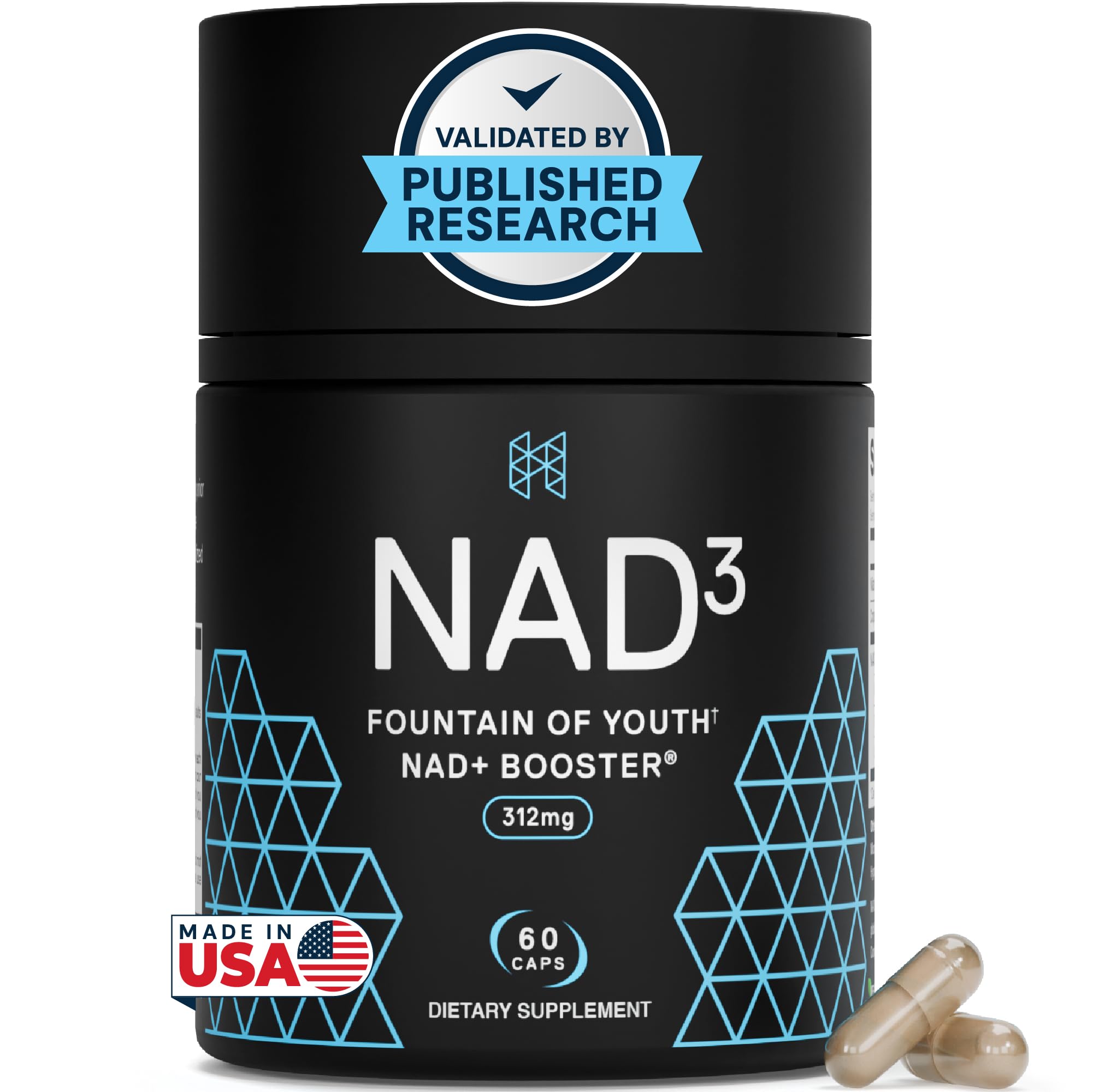 HPN NAD3 Clinical NAD+ Booster, Cellular Health & Natural Energy - NAD Supplement for Healthy Aging, Metabolic Support, NRF2 & Longevity, Nicotinamide Riboside & NMN Alternative, 60ct, 30-Day Supply HPN buy supplements canada