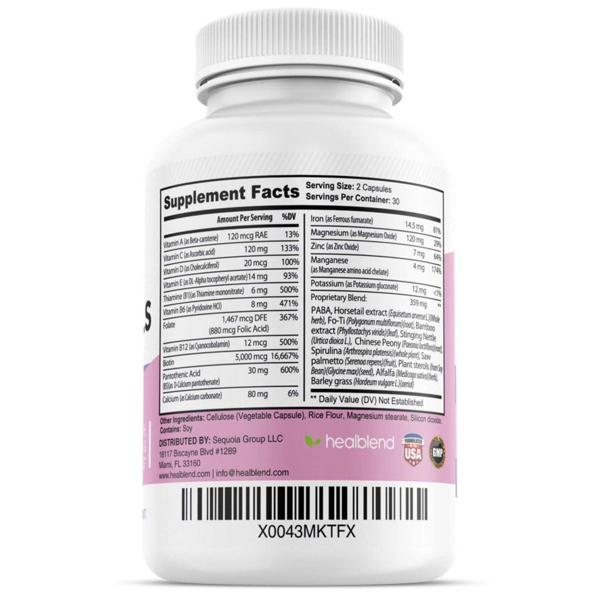 healblend Hair Skin and Nails Vitamins for Women with Biotin 5000 mcg, Iron and Manganese | Vegan, Non-GMO | 60 Capsules healblend buy supplements canada