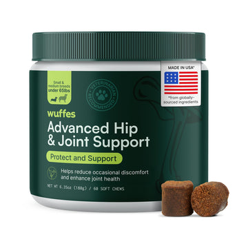 Wuffes Advanced Dog Hip and Joint Supplement with Glucosamine, Chondroitin, Omega 3, MSM, and Green Lipped Mussel, 60 Pork Flavored Chews for Small and Medium Dog Breeds Wuffes buy supplements canada
