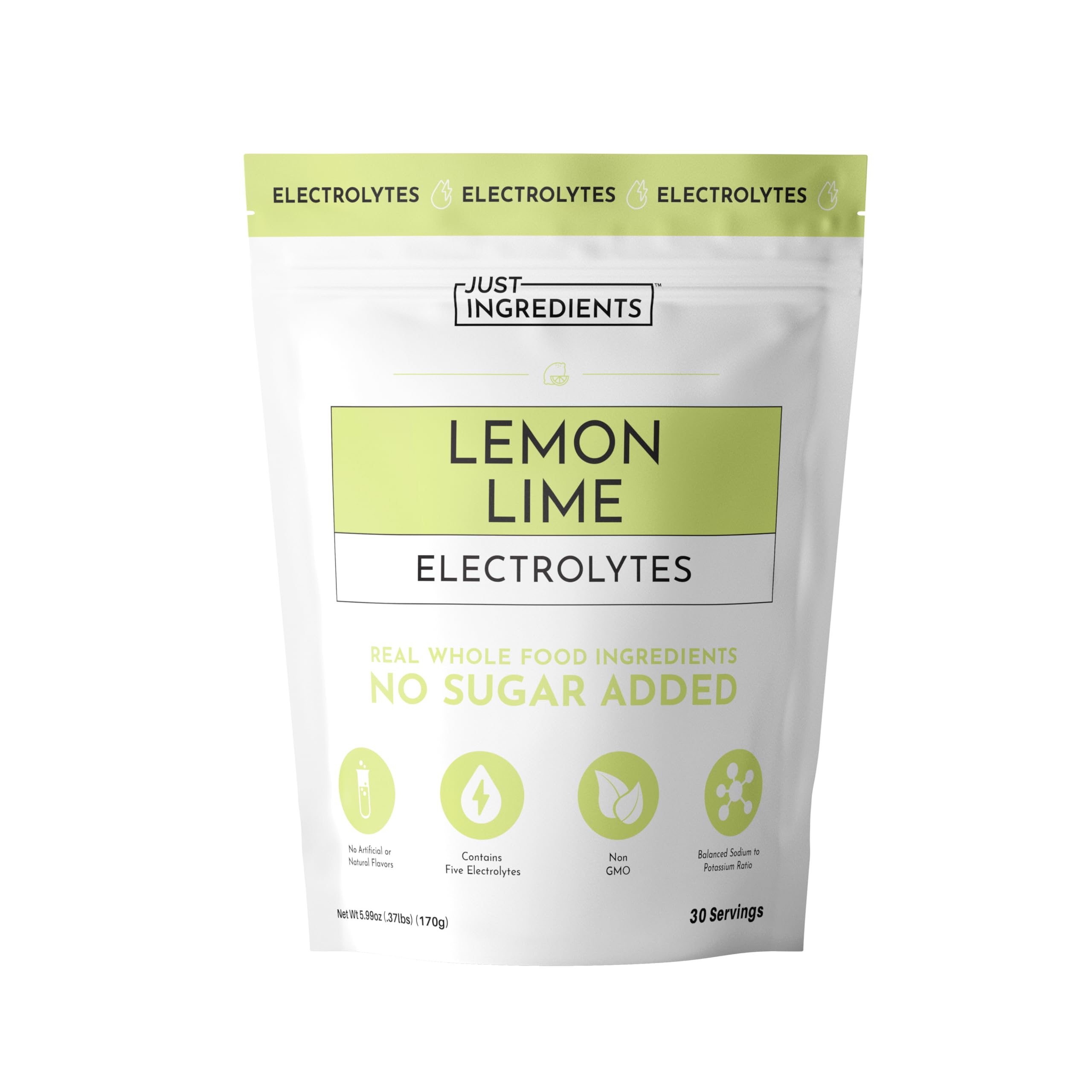 Lemon Lime Electrolytes – 30‑Serving Hydration Drink Mix with Coconut Water, Sea Salt, and Trace Minerals – Supports Energy, Recovery, and Electrolyte Balance* JUST INGREDIENTS buy supplements canada