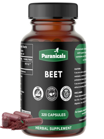 Puranicals Beet Premium 320 Capsules Nitric Oxide Booster | Herbal Supplement | 900 mg Puranicals buy supplements canada