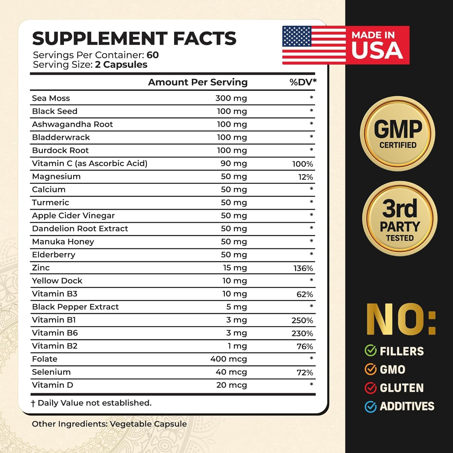 Alpha Tribe Multivitamin for Men with Sea Moss, Black Seed Oil, Ashwagandha, Turmeric, Bladderwrack, Burdock, Vitamin C, Elderberry, Manuka | Daily Vitamins & Minerals Supplement Capsules - 240 Count Alpha Tribe buy supplements canada