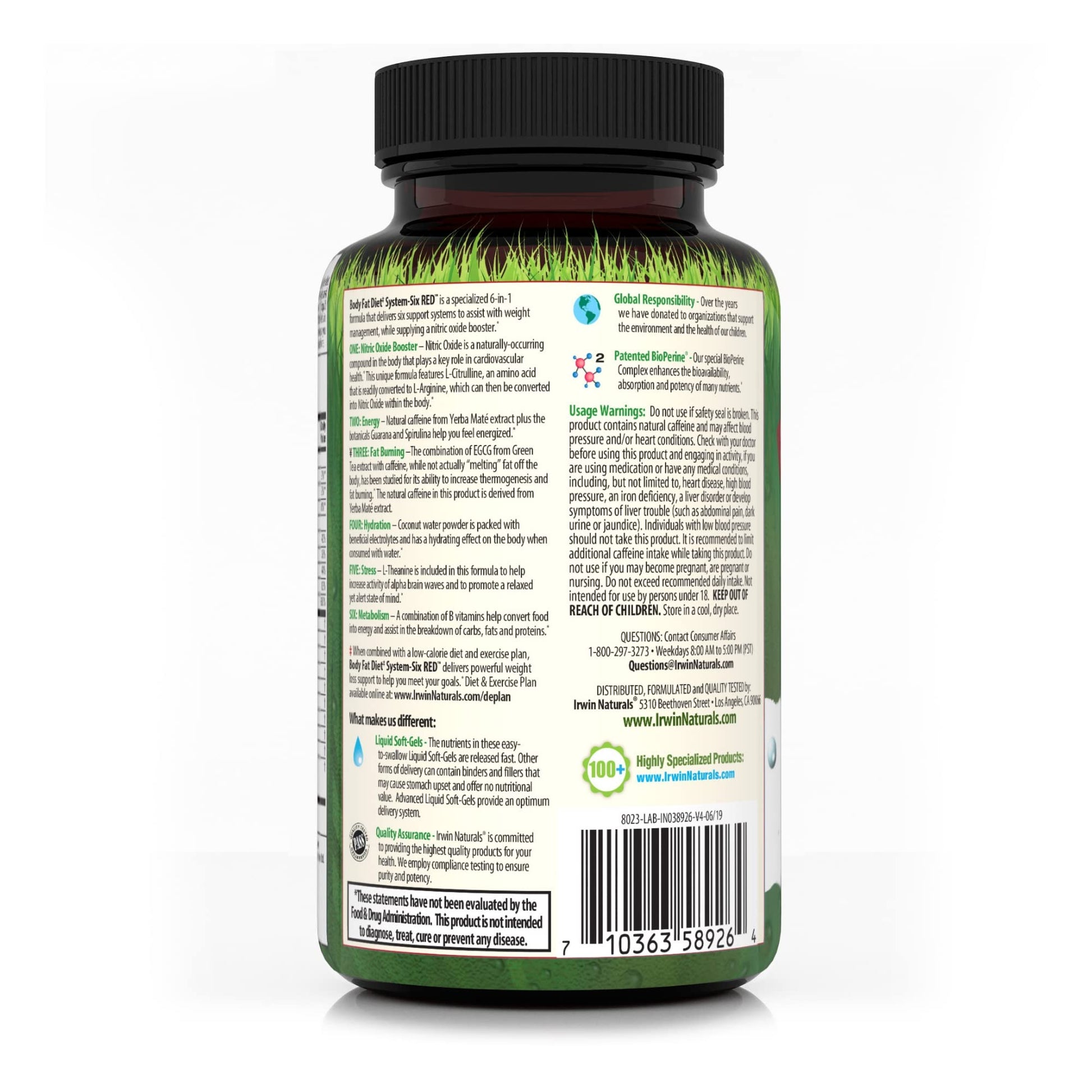 Irwin Naturals Body Fat Diet System-Six RED - 72 Liquid Soft-Gels, Pack of 2 - 6-in-1 Formula Irwin Naturals buy supplements canada