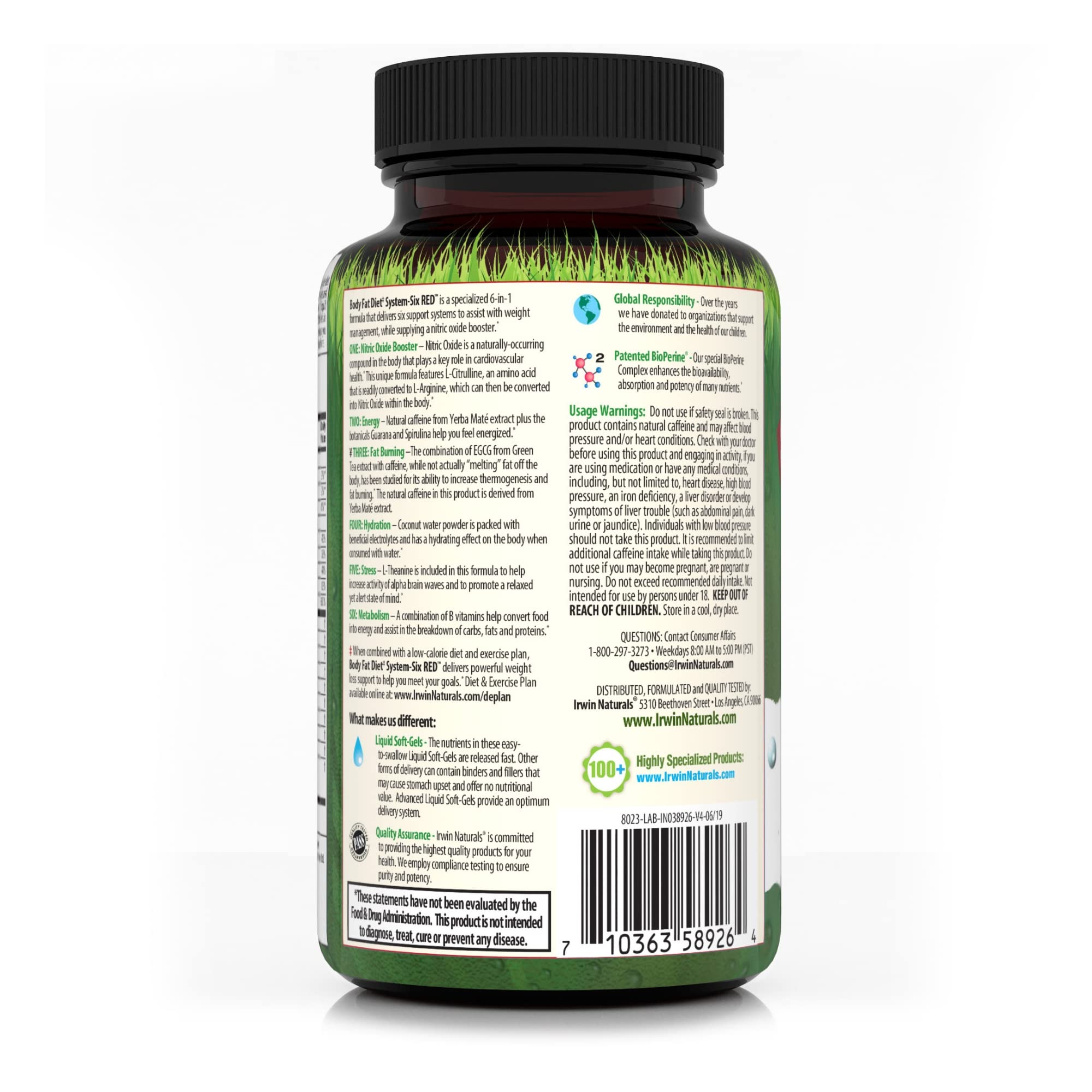Irwin Naturals Body Fat Diet System-Six RED - 72 Liquid Soft-Gels, Pack of 2 - 6-in-1 Formula Irwin Naturals buy supplements canada