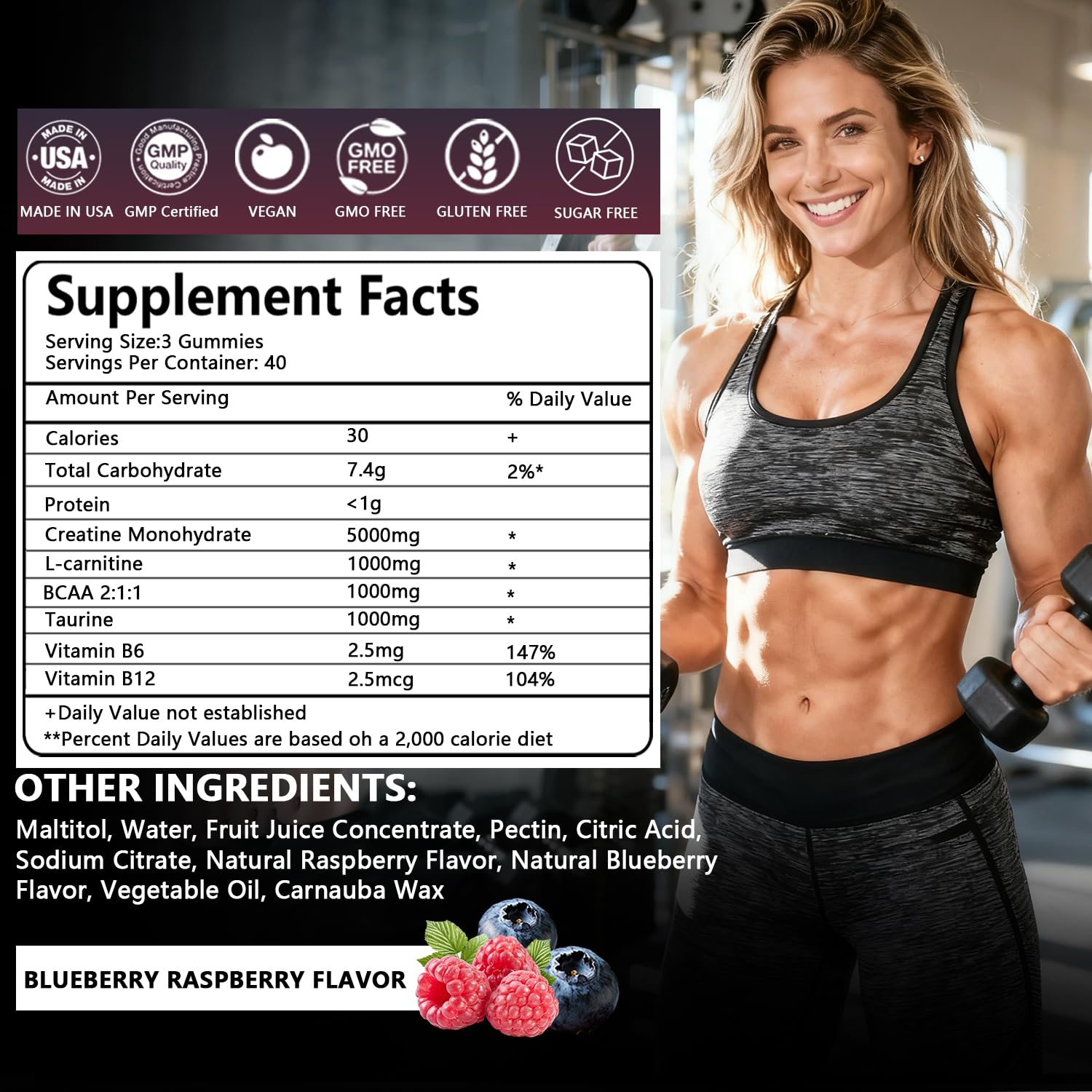 Crasye Creatine Gummies Complex 8000mg for Men and Women Creatine Monohydrate Gummy with BCAA Taurine for Muscle Strength and Energy Boost Sugar Crasye buy supplements canada