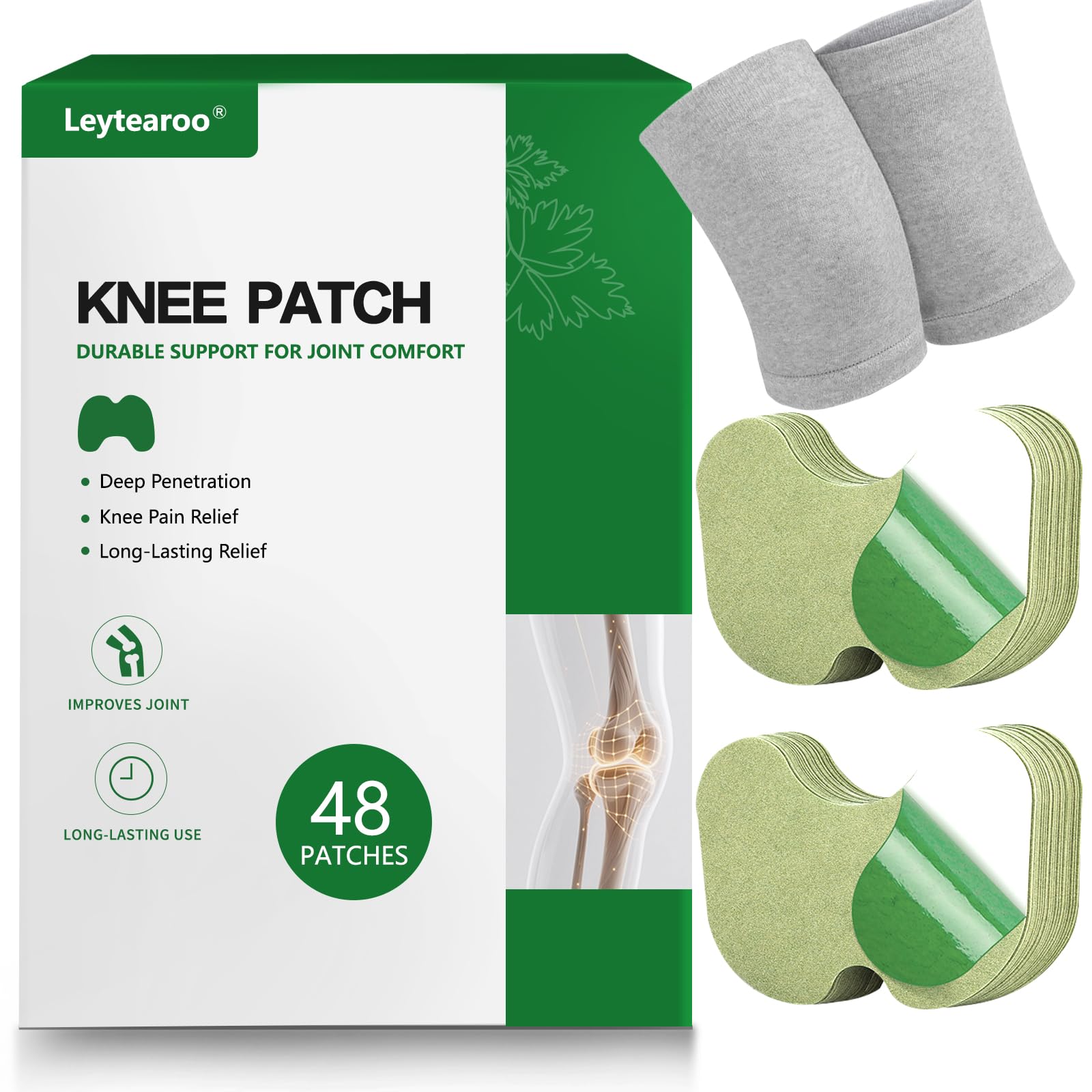 Leytearoo Knee Paches, 48PCS Herbal Knee Patch,Pain Relief Patches,One Pair Knee Sleeves,Long Lasting Relief of Joint Leytearoo buy supplements canada