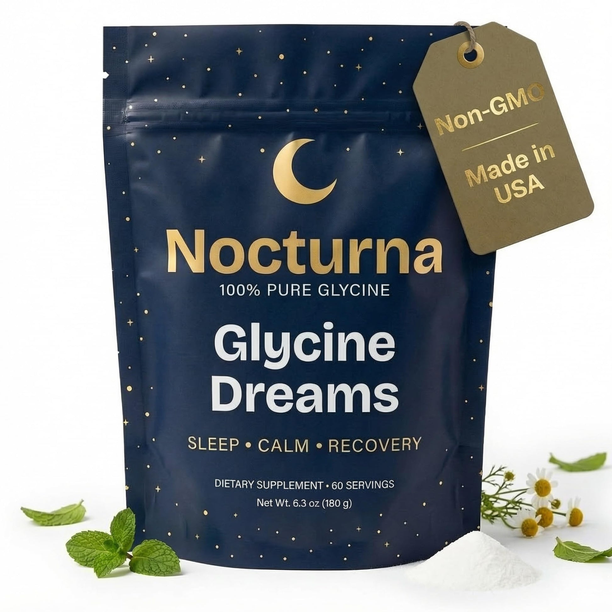 Nocturna Glycine Supplement – 100% Pure 3g Glycine Powder for Sleep, Calm & Recovery – USA Made Sleep Aid for Men & Women – Non-GMO & Completely Natural - 6.3Oz for 60 Servings Nocturna buy supplements canada