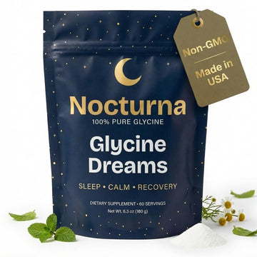 Nocturna Glycine Supplement – 100% Pure 3g Glycine Powder for Sleep, Calm & Recovery – USA Made Sleep Aid for Men & Women – Non-GMO & Completely Natural - 6.3Oz for 60 Servings Nocturna buy supplements canada