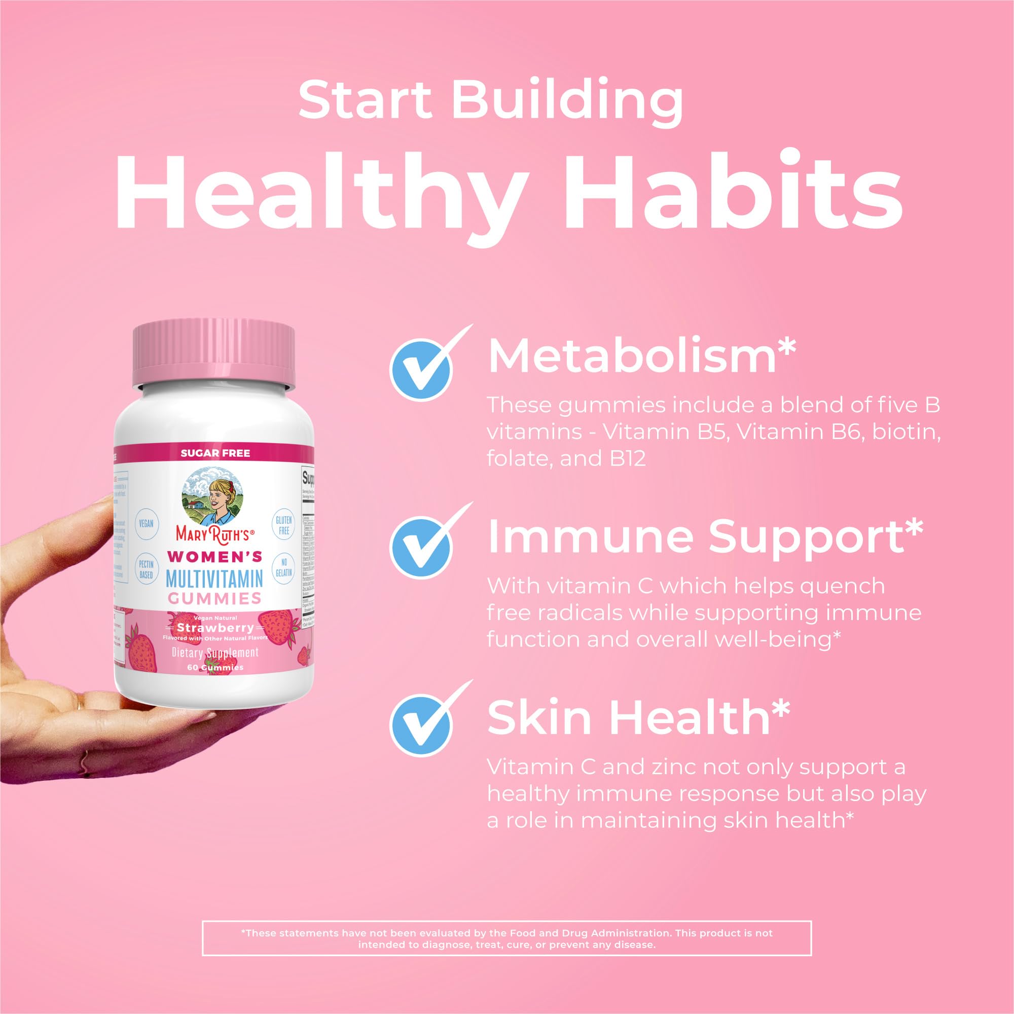 MaryRuth Organics Women's Immune Support Multivitamin Gummies | Ages 14+ | Skin Health | Gummy Vitamins for Women | Sugar-Free | Vegan | Non-GMO | 60 Count MARYRUTH'S buy supplements canada