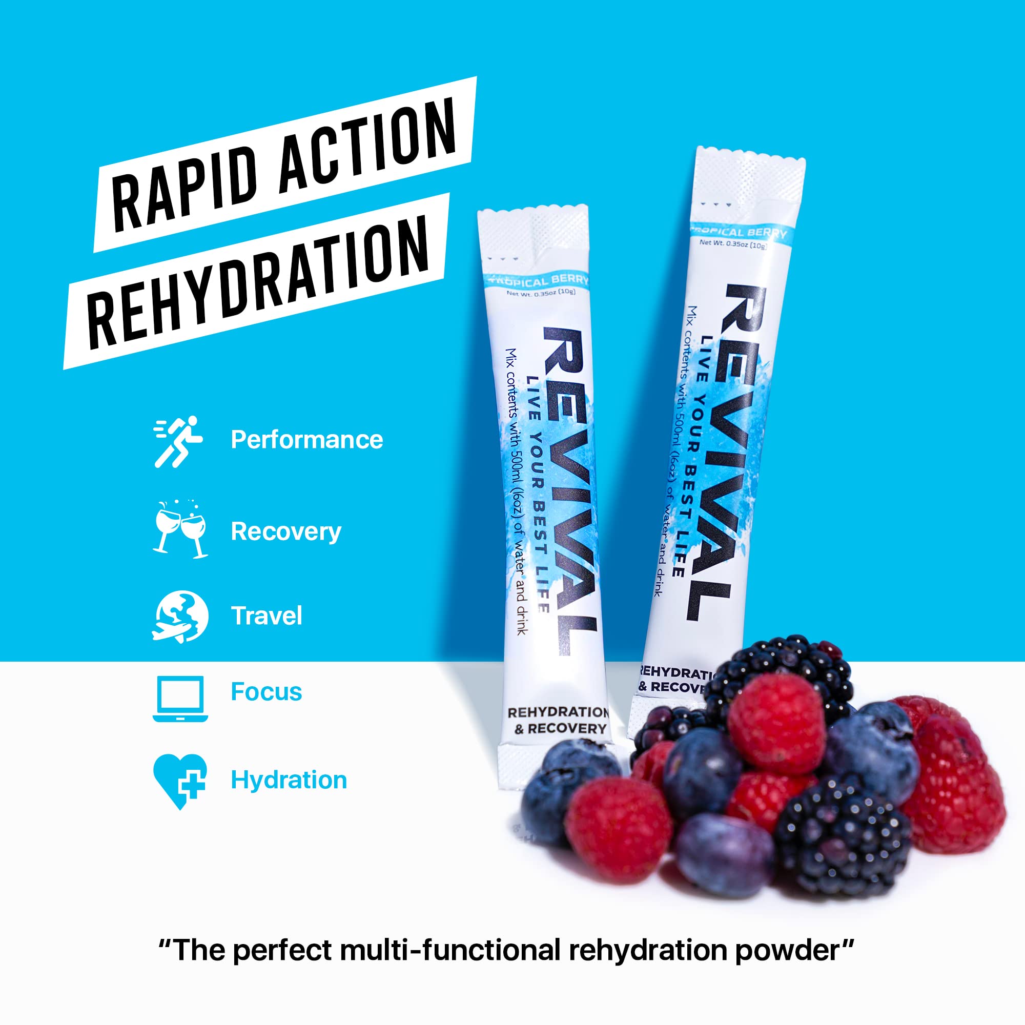 Revival Rapid Rehydration, Electrolytes Powder - High Strength Vitamin C, B1, B3, B5, B12 Revival Shots buy supplements canada