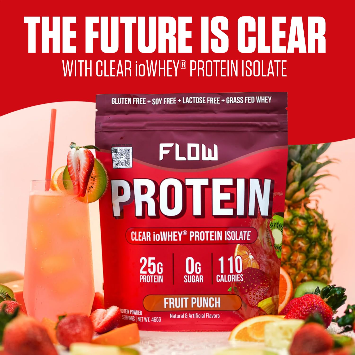 Flow Supps Clear Whey Isolate Protein Powder, Fruit Punch - 15 Servings, 25g Protein Flow Supplements buy supplements canada