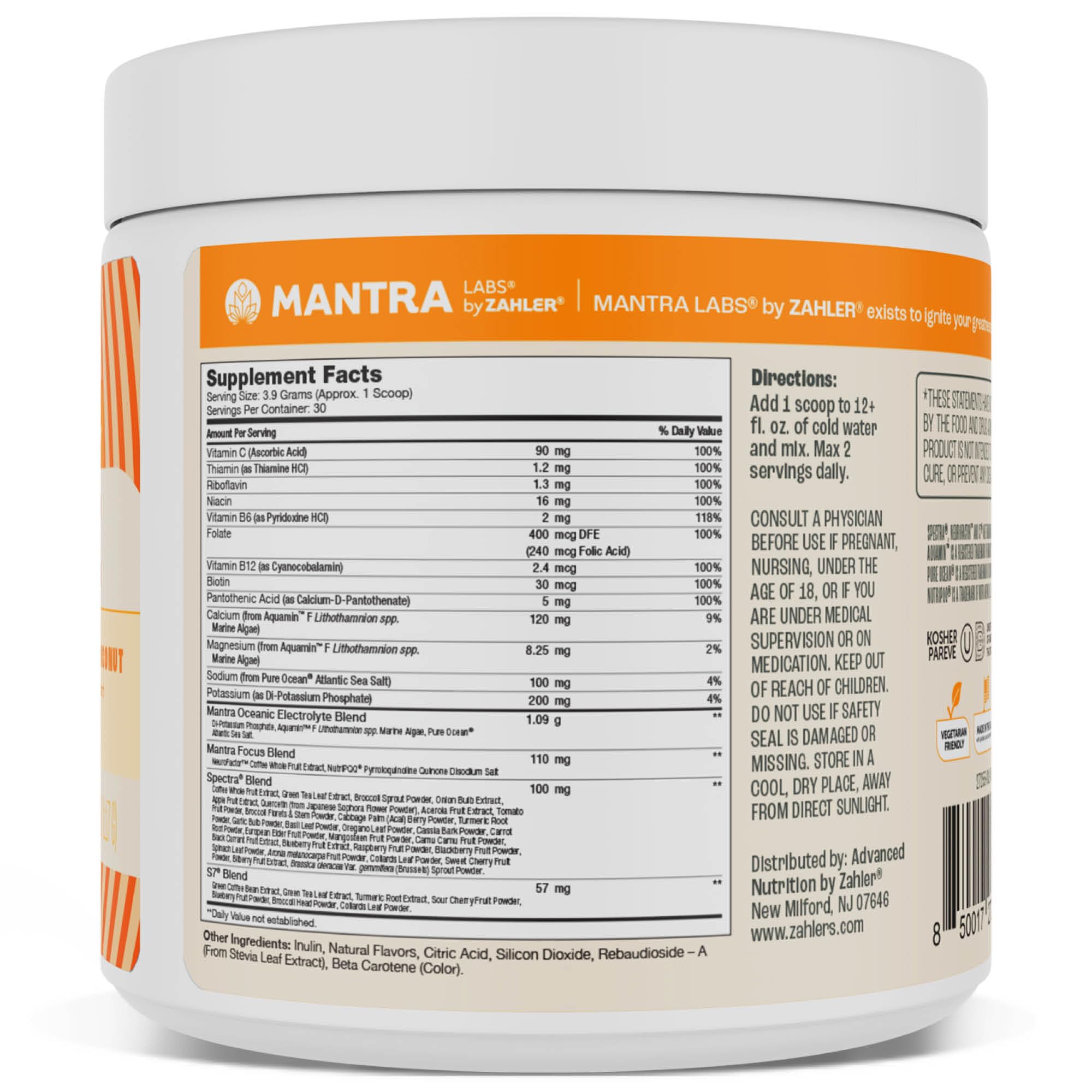 Zahler Mantra Rise, The Energy and Focus Supplement, Citrus Coconut Flavored, 30 Servings. Zahler buy supplements canada