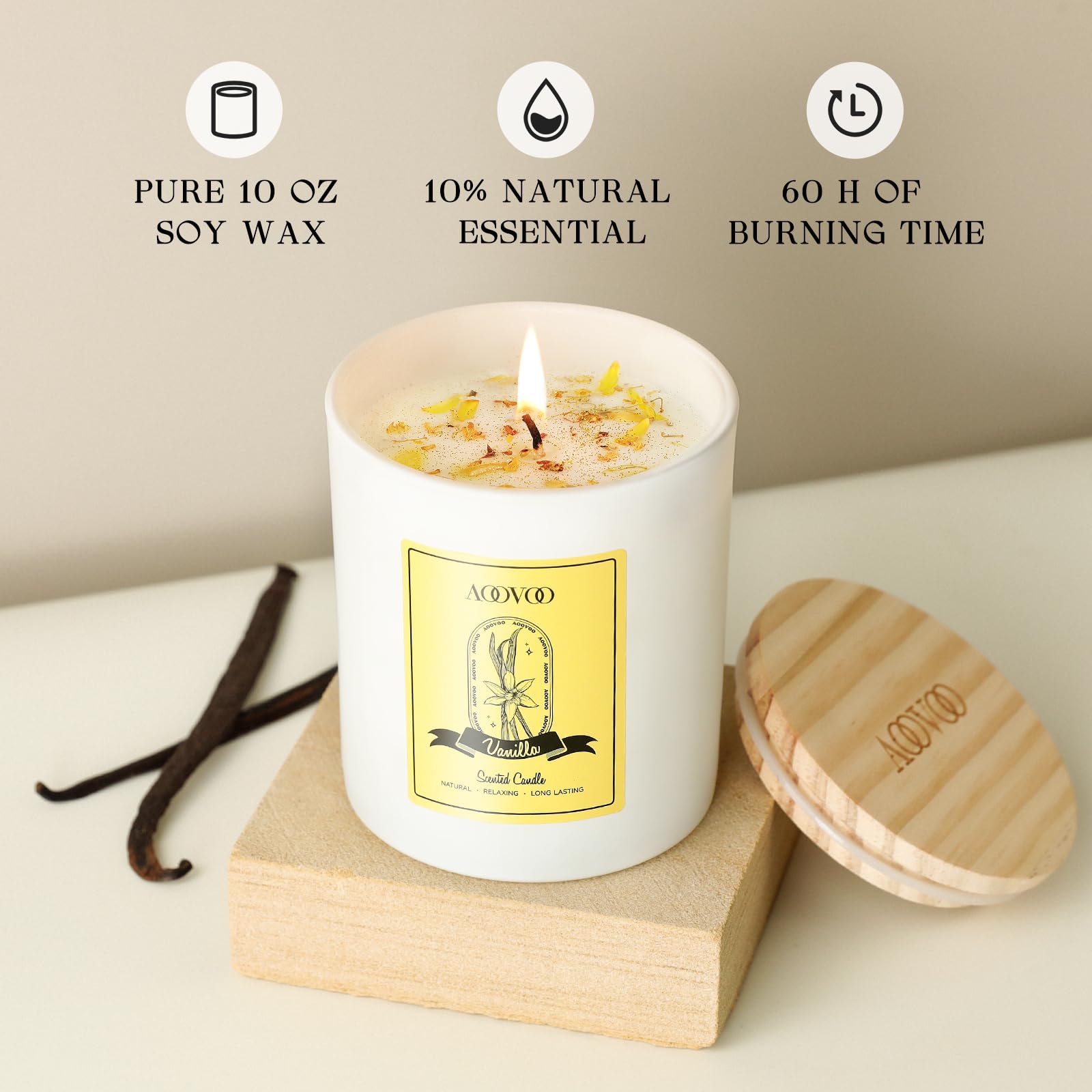 Vanilla Soy Candles Gift for Women - Aromatherapy Candle with Crystals Inside, 10oz Natural Soy Wax Candles AOOVOO buy supplements canada