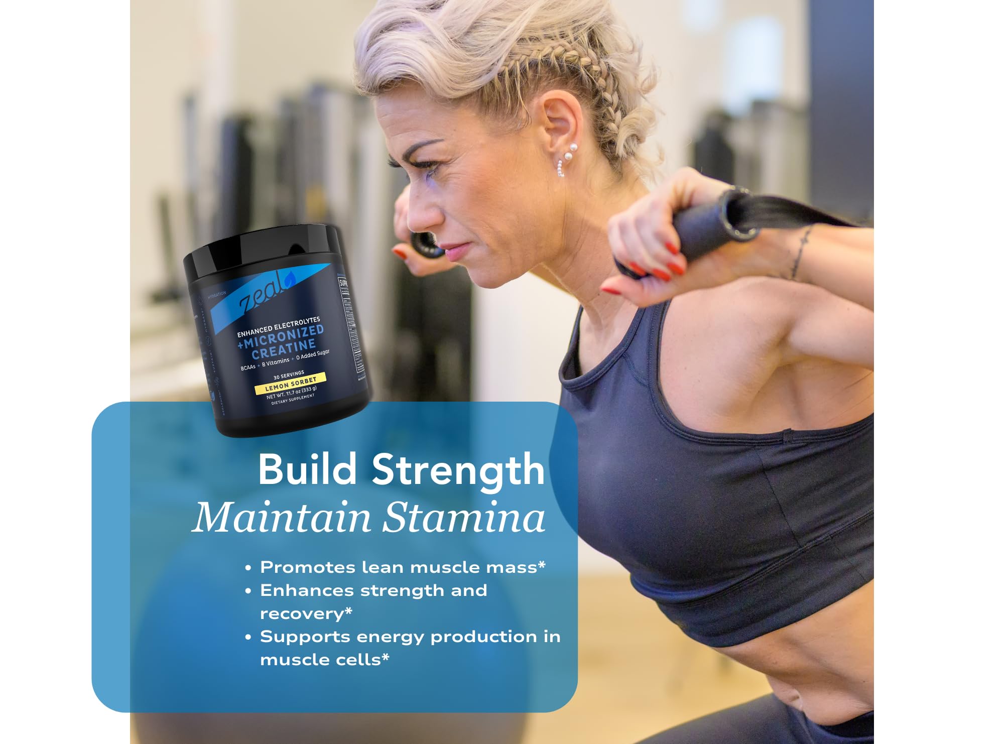 Zeal Naturals Creatine with Electrolytes & Brain Health Nootropics - 30 Servings | Women's Support for Energy, Strength, Focus, & Hydration with B Vitamins | Lemon Sorbet | Zero Sugar No Bloat Formula Zeal Naturals buy supplements canada