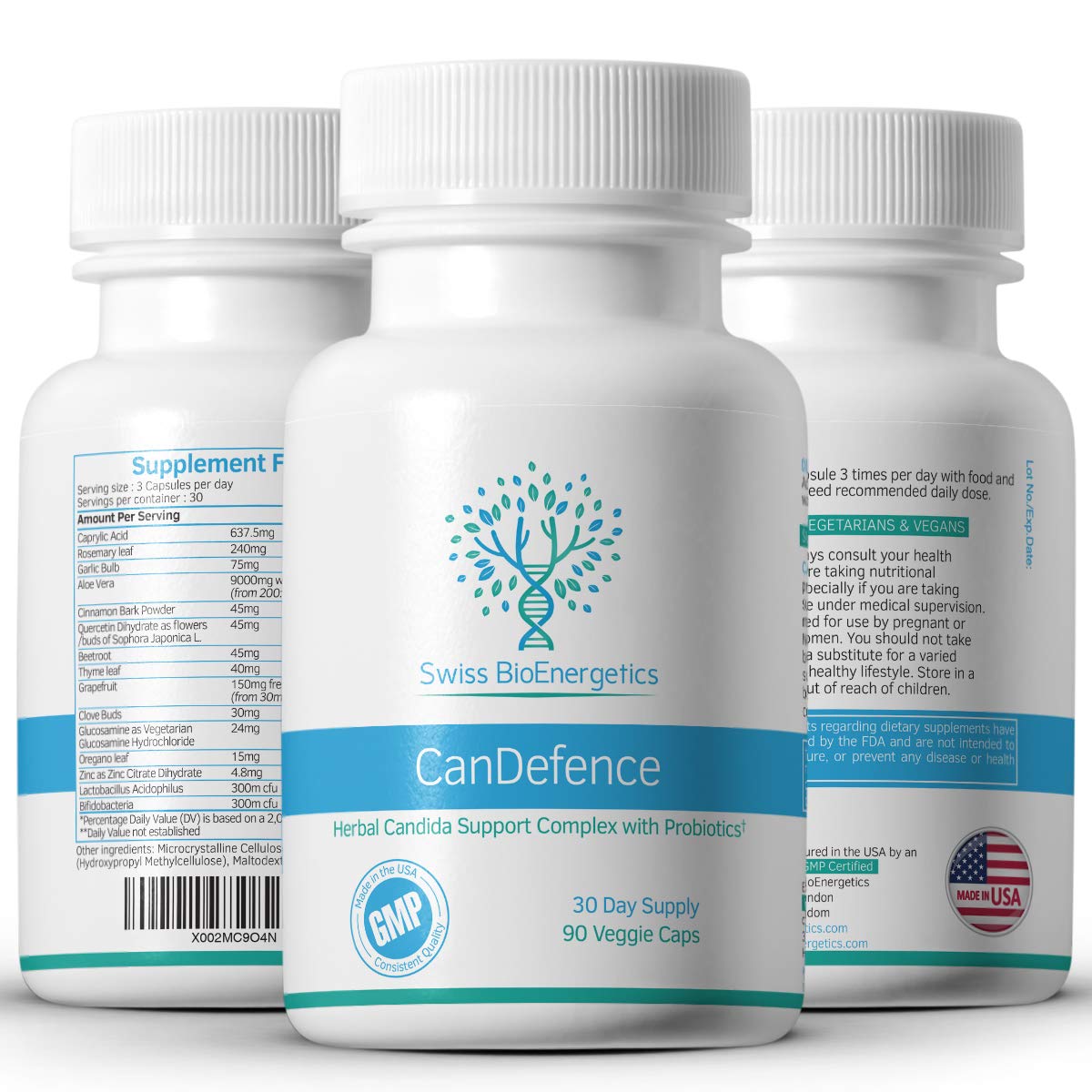 CanDefence - Candida Cleanse Ultimate Extra Strength All-in-ONE Formulation with Caprylic Acid, Probiotics and a synergistic Balance of 11 Different Botanicals - 90 Capsules swiss bioenergetics buy supplements canada