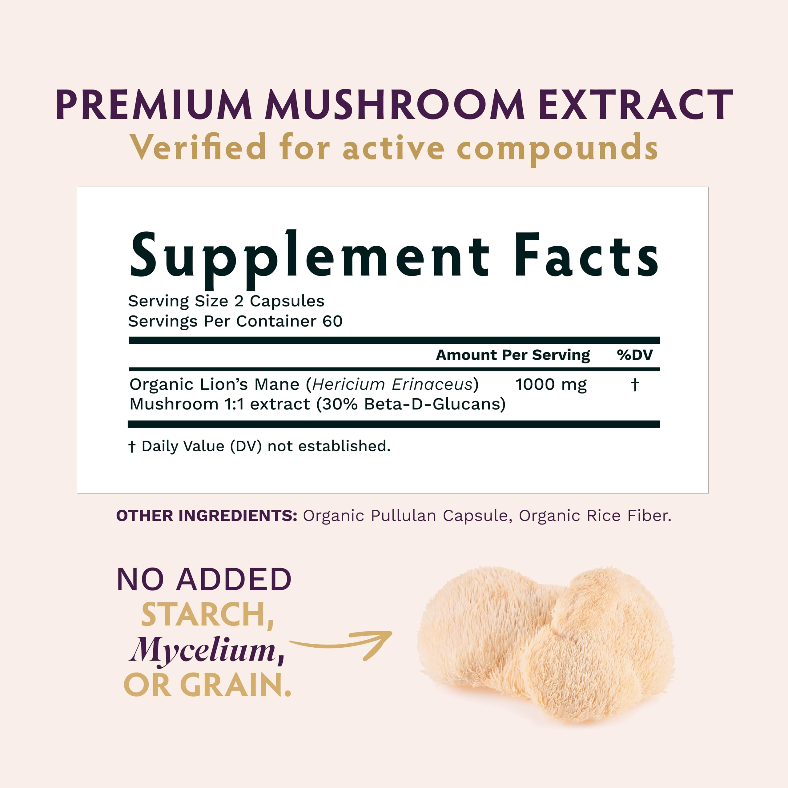 TRIBE ORGANICS Lion’s Mane Supplement 1000mg Mushroom Extract Powder - Immune System Booster & Brain Nootropic for Focus and Memory | Mental Clarity | Natural Energy and Immunity - 120 Vegan Capsules TRIBE ORGANICS buy supplements canada