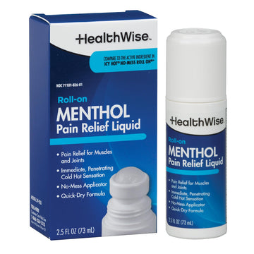 HealthWise 16% Menthol Roll-On | Cold Hot Sensation | Pain Relief Liquid | 2.5 oz. 73 mL | Non-Greasy Formula | Immediate Penetrating Action | Topical Analgesic HealthWise buy supplements canada