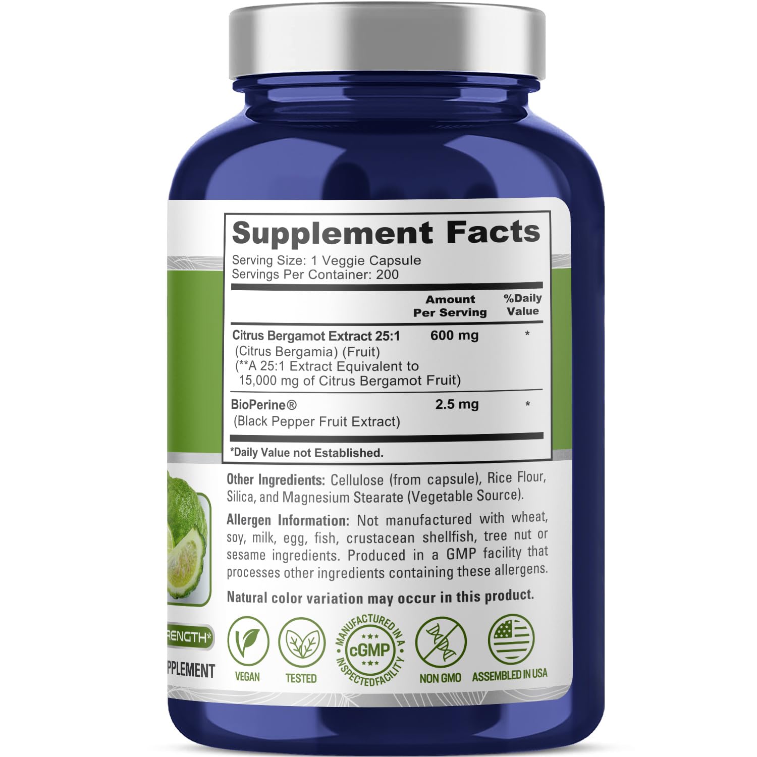 NusaPure Citrus Bergamot Capsules 15,000mg, 200 Capsules - 25:1 Bergamot Extract - 200 Servings, Bioperine, Vegan, Non-GMO NusaPure buy supplements canada
