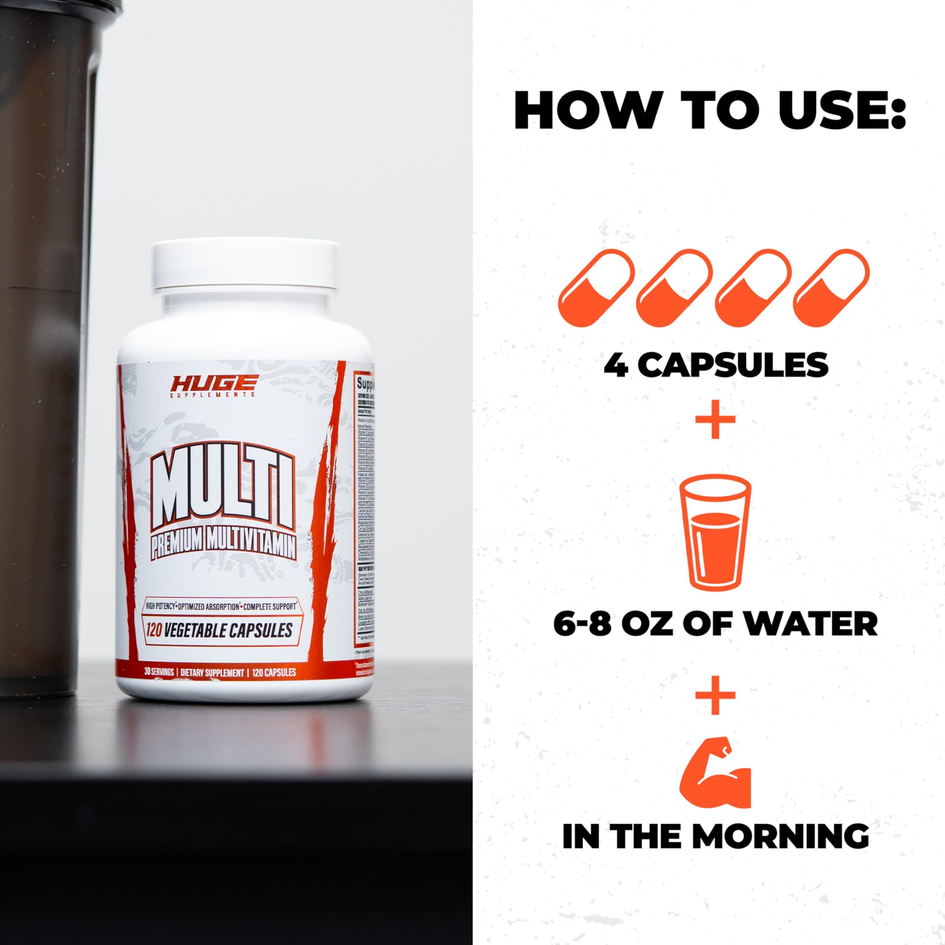 Huge Multi, Multivitamin for Men, High-Performance All-in-One Formula for Athletes & Bodybuilding, Vitamin & Mineral Replenishment, Supports Immune System & Healthy Hormone Levels (120 Capsules) Huge Supplements buy supplements canada
