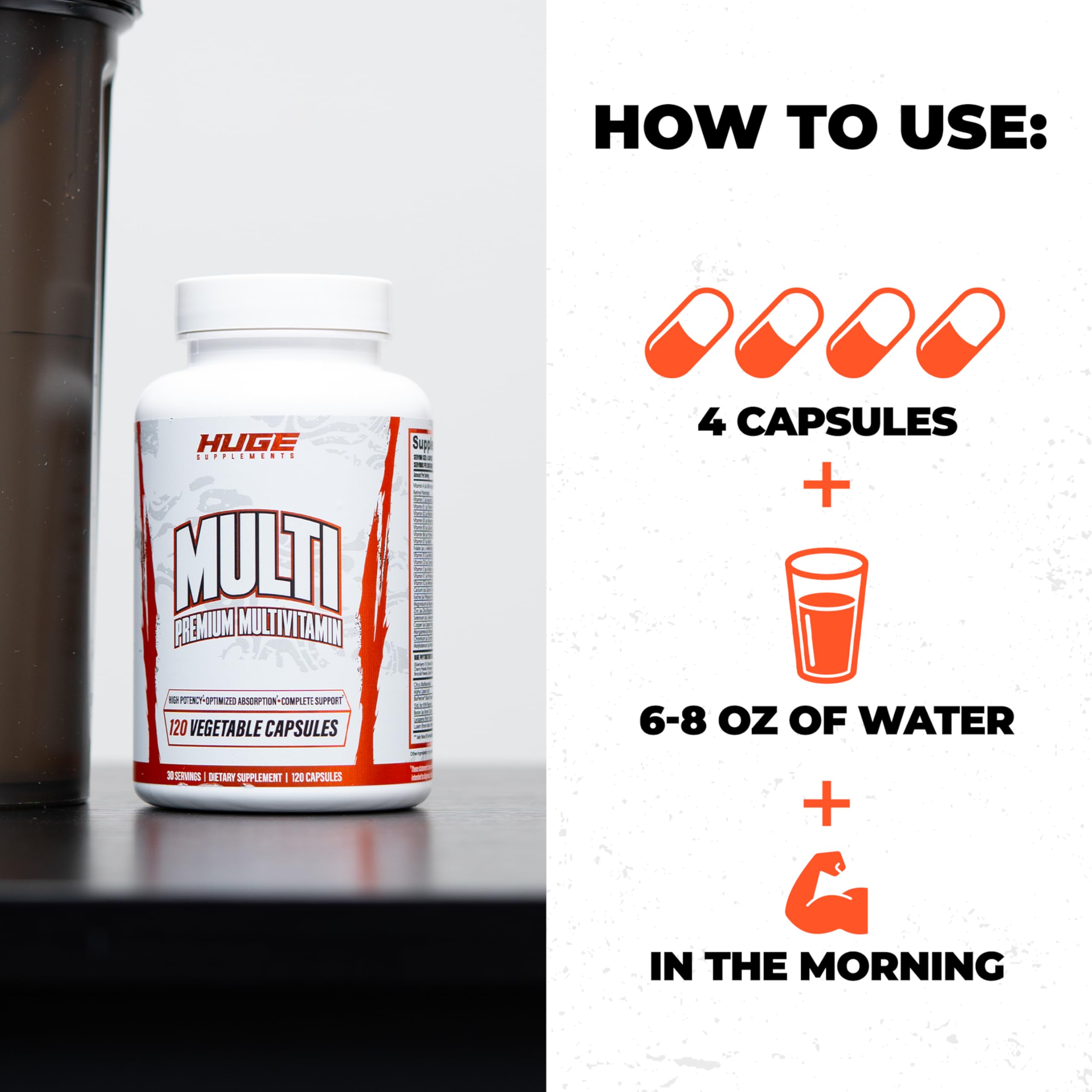 Huge Multi, Multivitamin for Men, High-Performance All-in-One Formula for Athletes & Bodybuilding, Vitamin & Mineral Replenishment, Supports Immune System & Healthy Hormone Levels (120 Capsules) Huge Supplements buy supplements canada