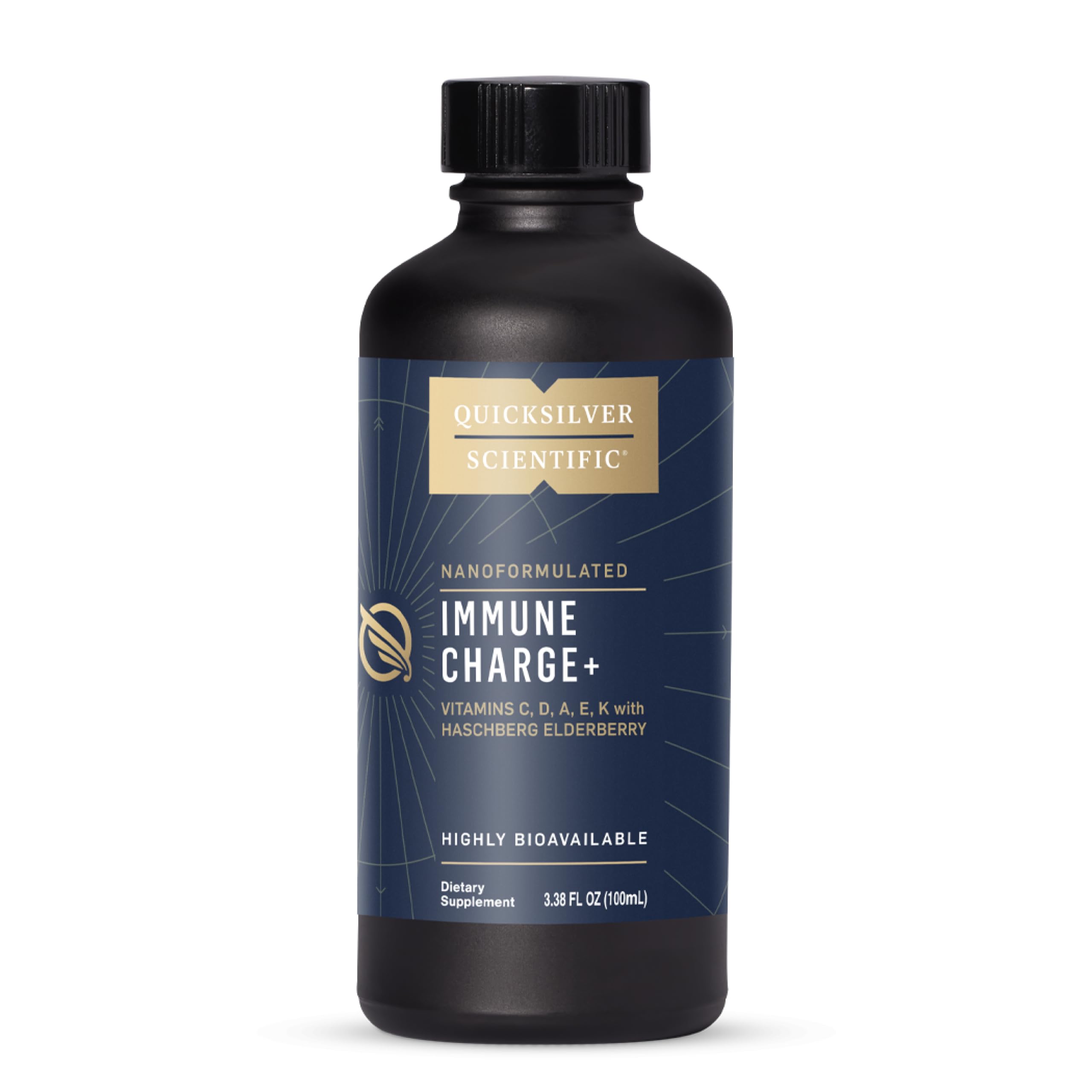 Quicksilver Scientific Immune Charge+ - Elderberry with 10,000 IU Vitamin D3, 25,000 Vitamin A, C, E, K1 & K2 for Immune Health & Lung Support (100ml) Quicksilver Scientific buy supplements canada
