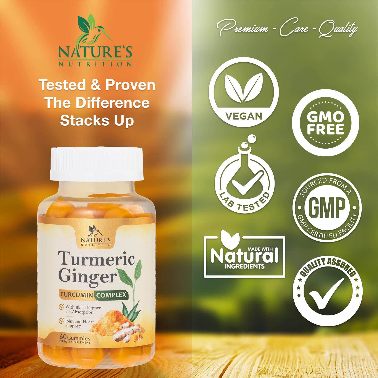 Turmeric Ginger Gummies - Vegan Turmeric Curcumin Gummy with 95% Curcuminoids Nature's Nutrition buy supplements canada