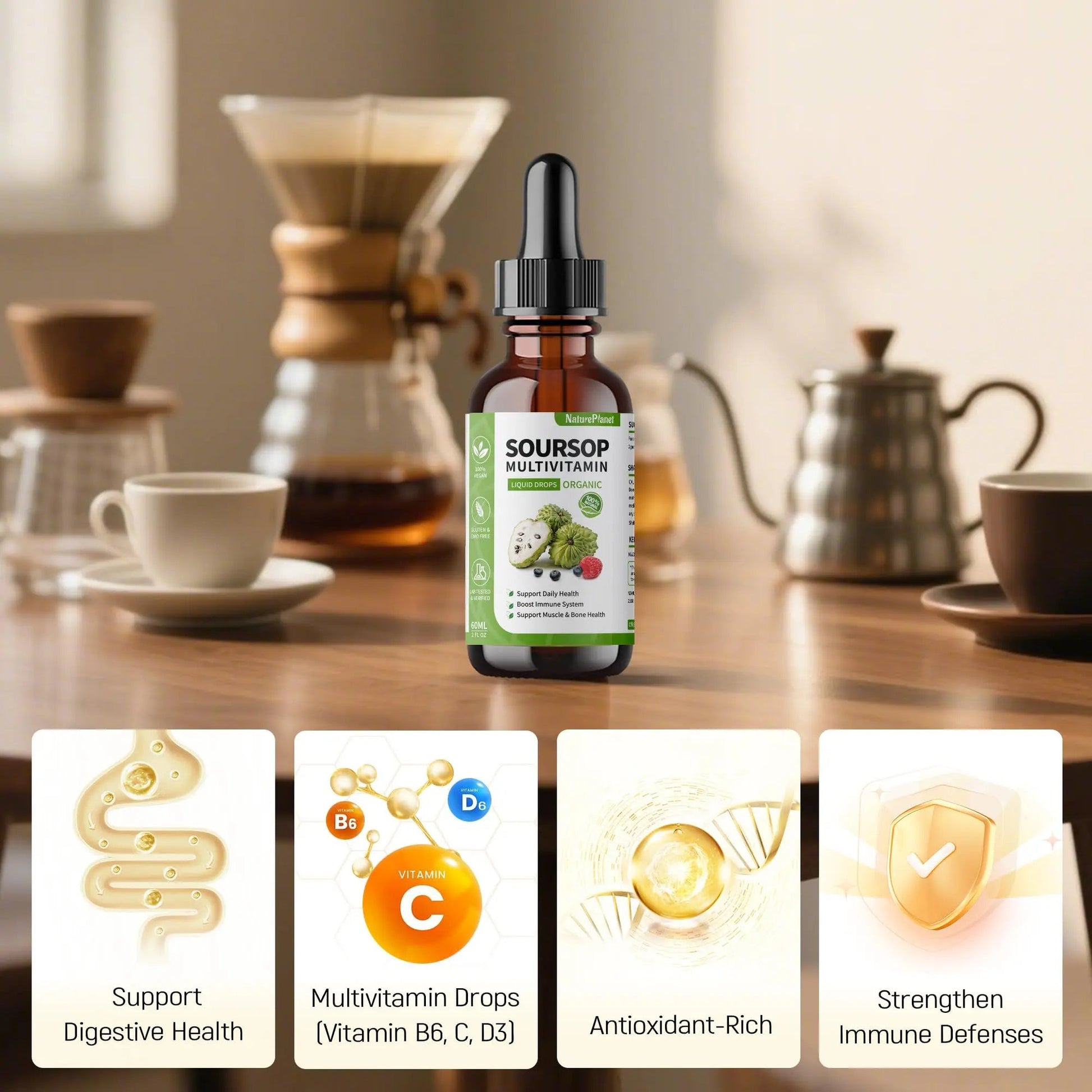 NaturePlanet Organic Soursop Bitters and Black Seed Oil Drops Bundles with Vitamins D3, K2, B6, C | NaturePlanet buy supplements canada