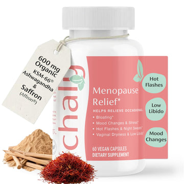 Chaly Menopause Supplements for Women with Ashwagandha KSM 66 and Saffron | Hot Flash, Bloating, Libido, Vaginal Dryness, Stress, and Mood Support Supplement | Menopause Relief Supplements | 60 Count Chaly buy supplements canada