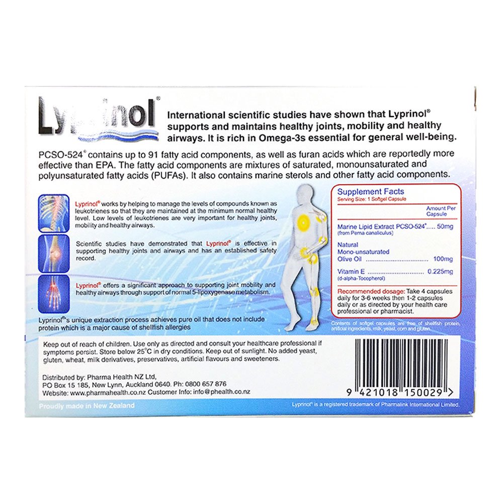 Pharma Lyprinol® Pcso-524® 200 Capsules New Zealand Green Lipped Mussel Extract Oil Joint Health Support & Mobility Lyprinol buy supplements canada