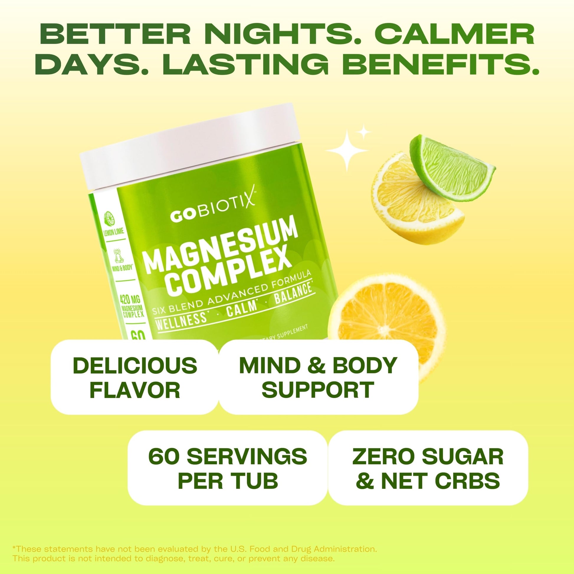GoBiotix Magnesium Glycinate Powder – Cortisol Supplements for Women and Men – High Absorption Magnesium Complex Calm Supplement with Citrate, Malate – Sugar Free – 420 mg, 60 Servings - Lemon Lime GOBIOTIX buy supplements canada