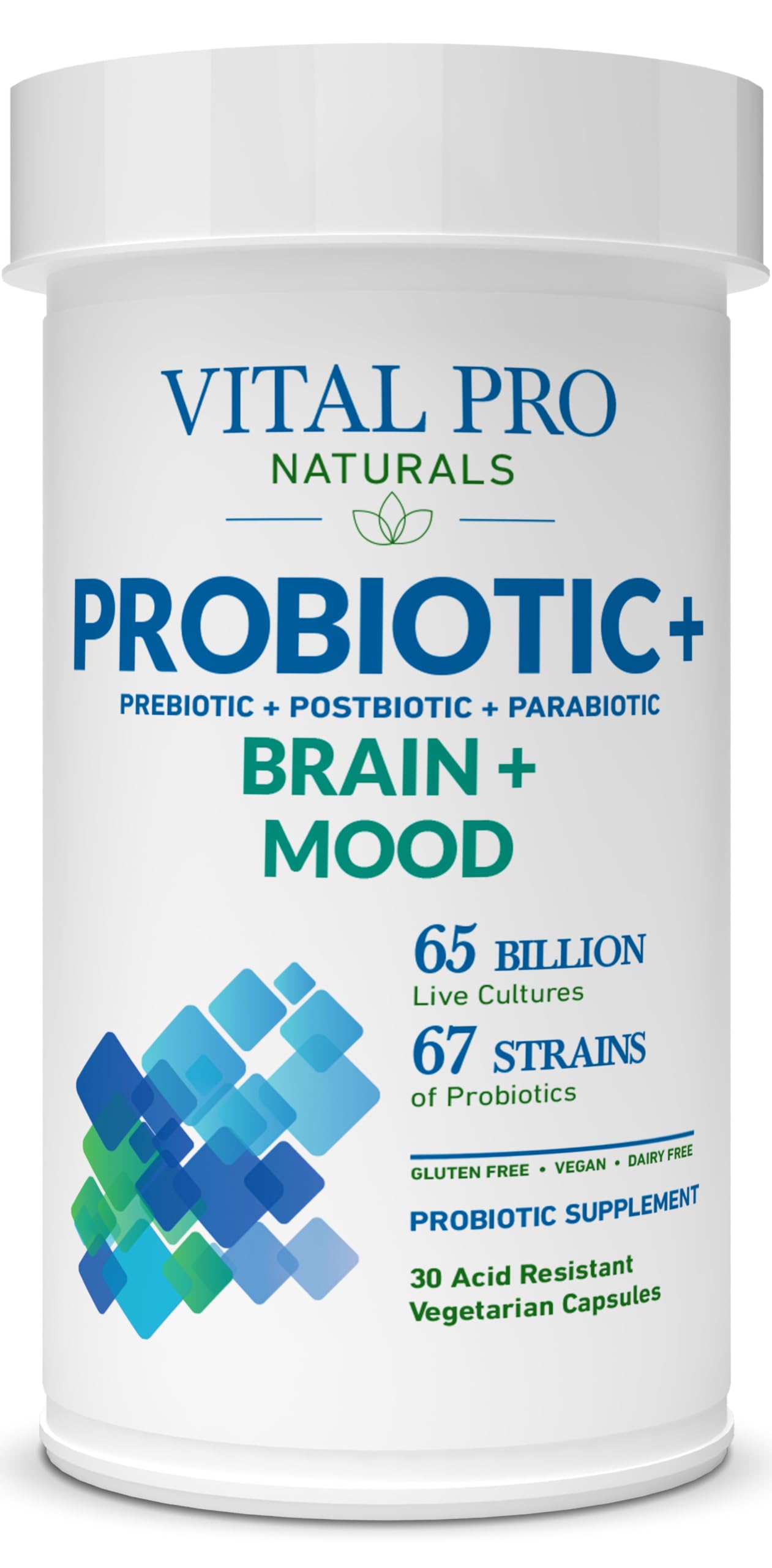 Vital Pro Naturals - Brain & Mood Probiotics + Prebiotics, Postbiotics, Parabiotics, 4-in-1 Health Supplement for Adults, High Potency, 67 Strains, Digestive, Brain and Immune Health, 30 ct Vital Planet buy supplements canada