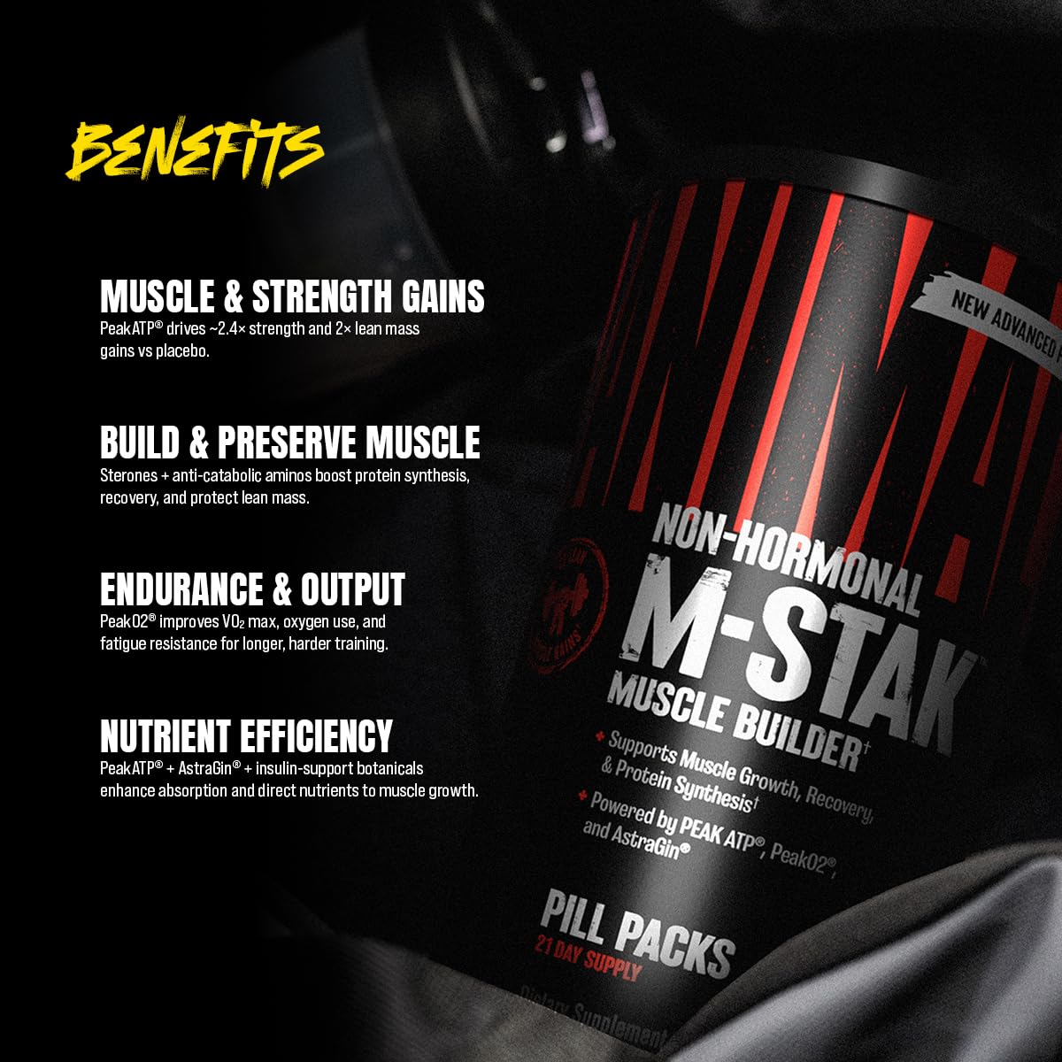 Animal M-Stak - Muscle Builder and Anabolic Mass Gainer Supplement for Bodybuilding - Lean Muscle Growth, Amino Complex and Pre Workout Energy, 21 Packs Animal buy supplements canada