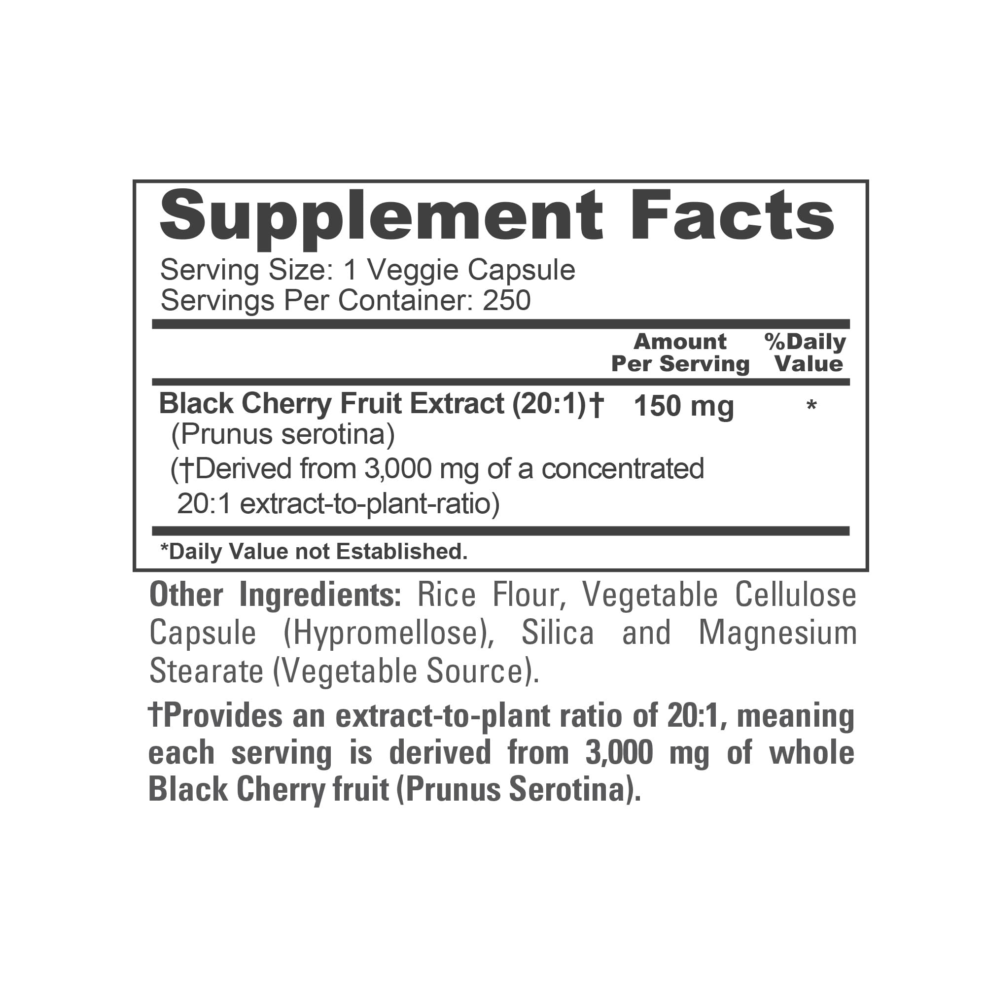 NusaPure Black Cherry Extract 20:1 - Suitable for Vegetarian/Vegan, Non - GMO - 3,000mg 250 Capsules NusaPure buy supplements canada